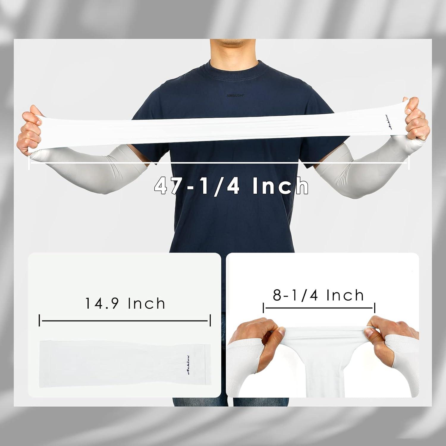 imageAchiou Arm Sun Sleeves Compression UV Protection Cooling for Men Women Summer Sunblock Basketball Football Cover Arms Tattoo1 Pair White