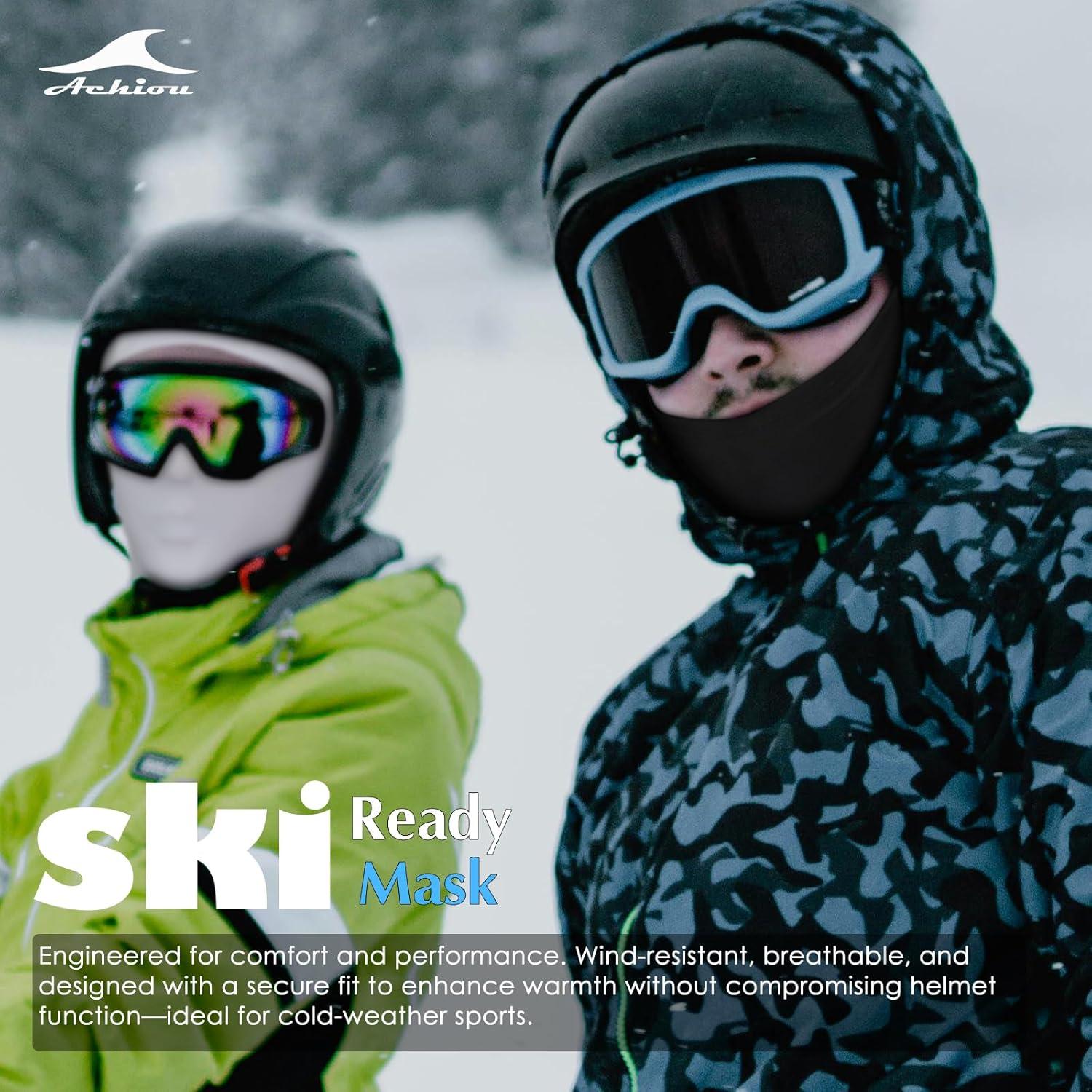 imageAchiou Balaclava Face Mask Ski Mask for Men Women Football Lightweight Sheisty Ninja Shiesty Sun Hood UV Protector CyclingBlack