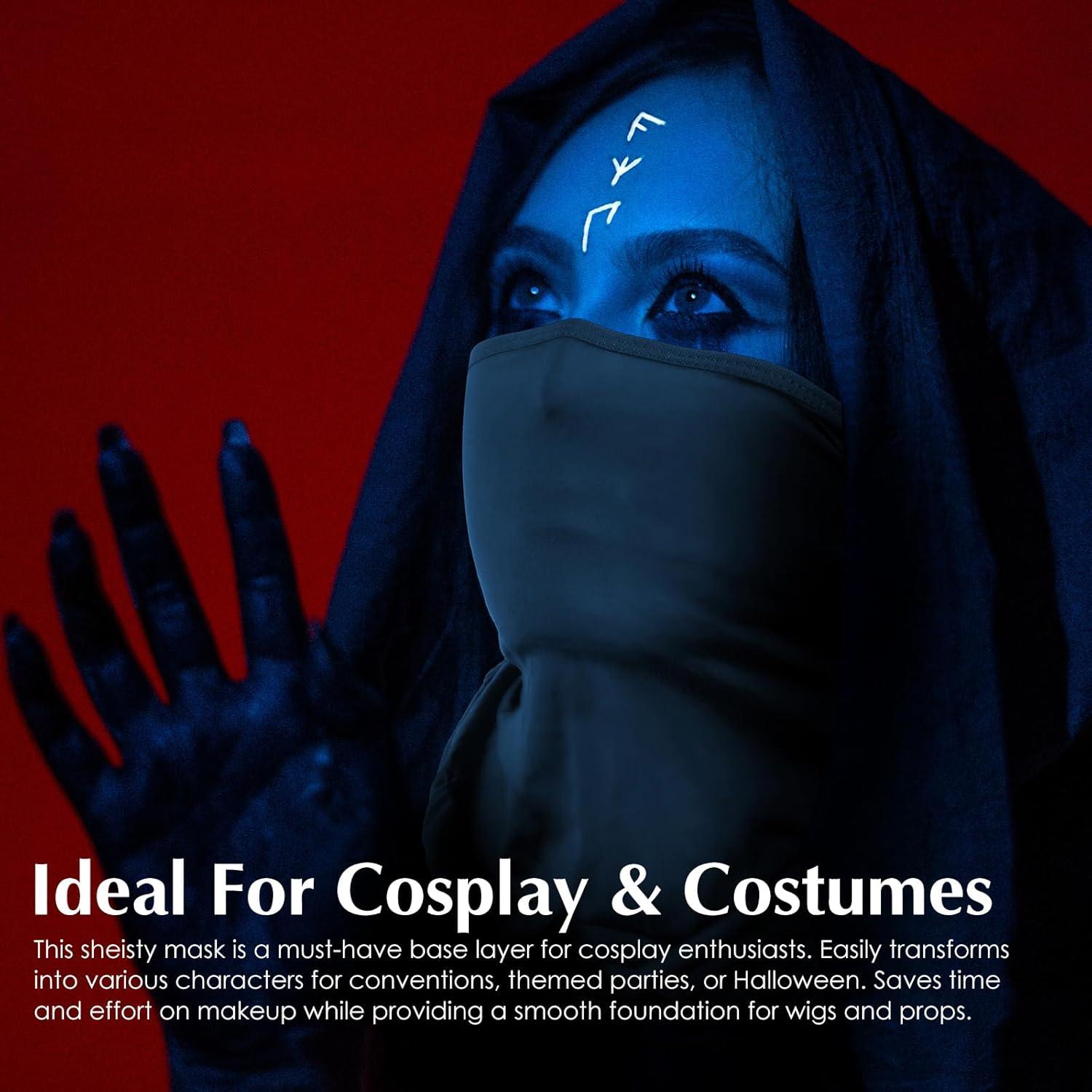 imageAchiou Balaclava Face Mask Ski Mask for Men Women Football Lightweight Sheisty Ninja Shiesty Sun Hood UV Protector CyclingBlack