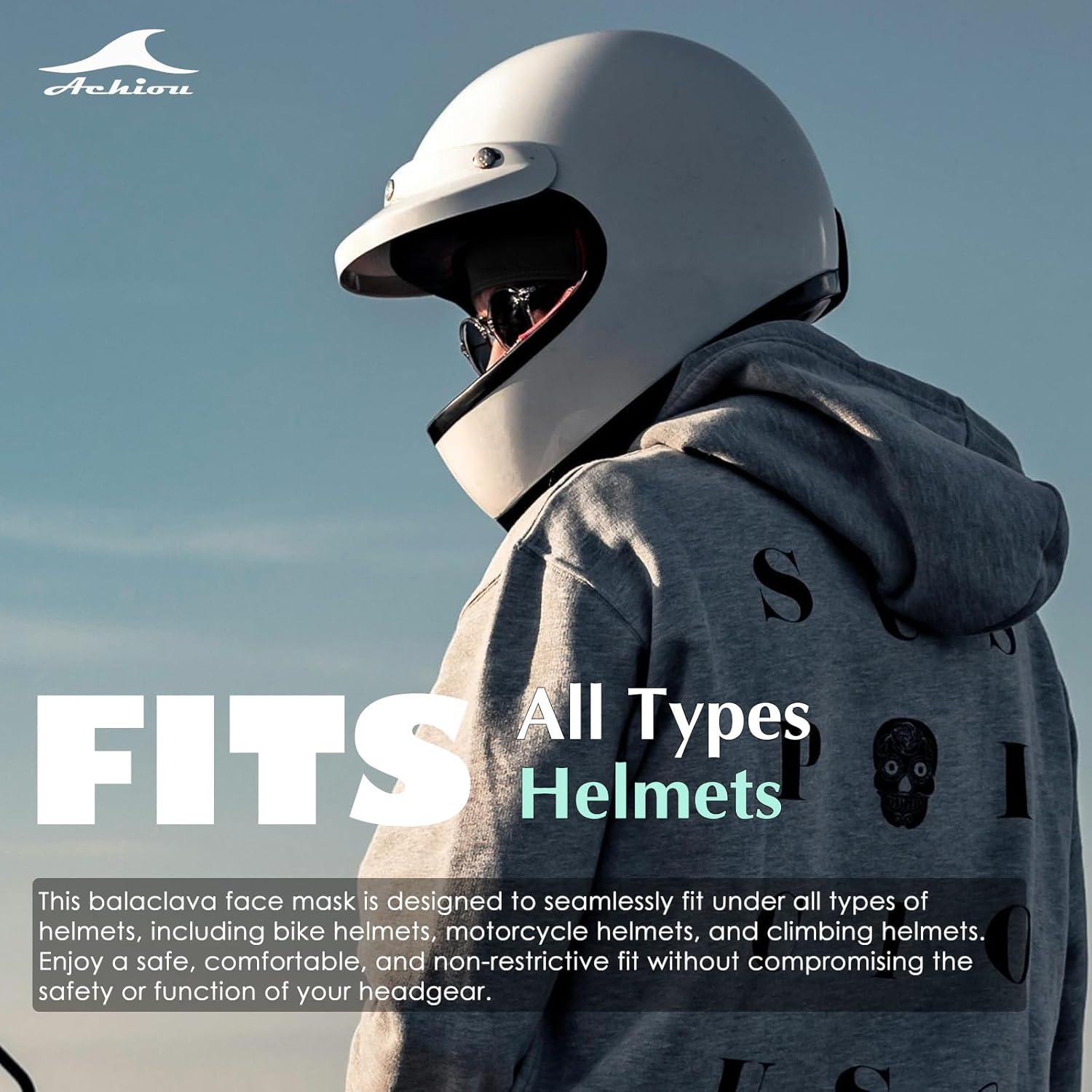 imageAchiou Balaclava Face Mask Ski Mask for Men Women Football Lightweight Sheisty Ninja Shiesty Sun Hood UV Protector CyclingBlack