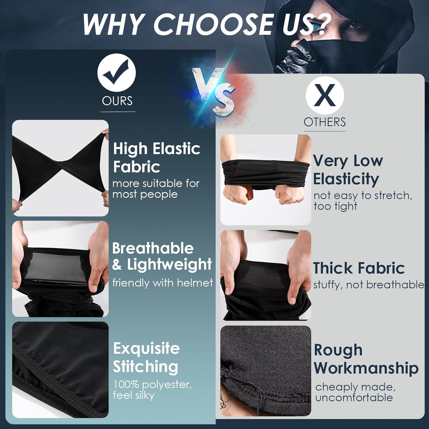 imageAchiou Balaclava Face Mask Ski Mask for Men Women Football Lightweight Sheisty Ninja Shiesty Sun Hood UV Protector CyclingBlack