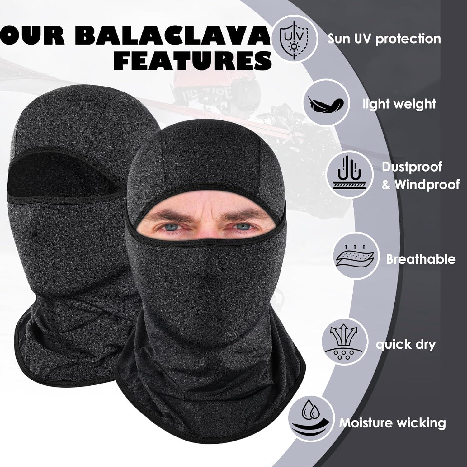 imageAchiou Balaclava Face Mask Ski Mask for Men Women Football Lightweight Sheisty Ninja Shiesty Sun Hood UV Protector CyclingHemp Black