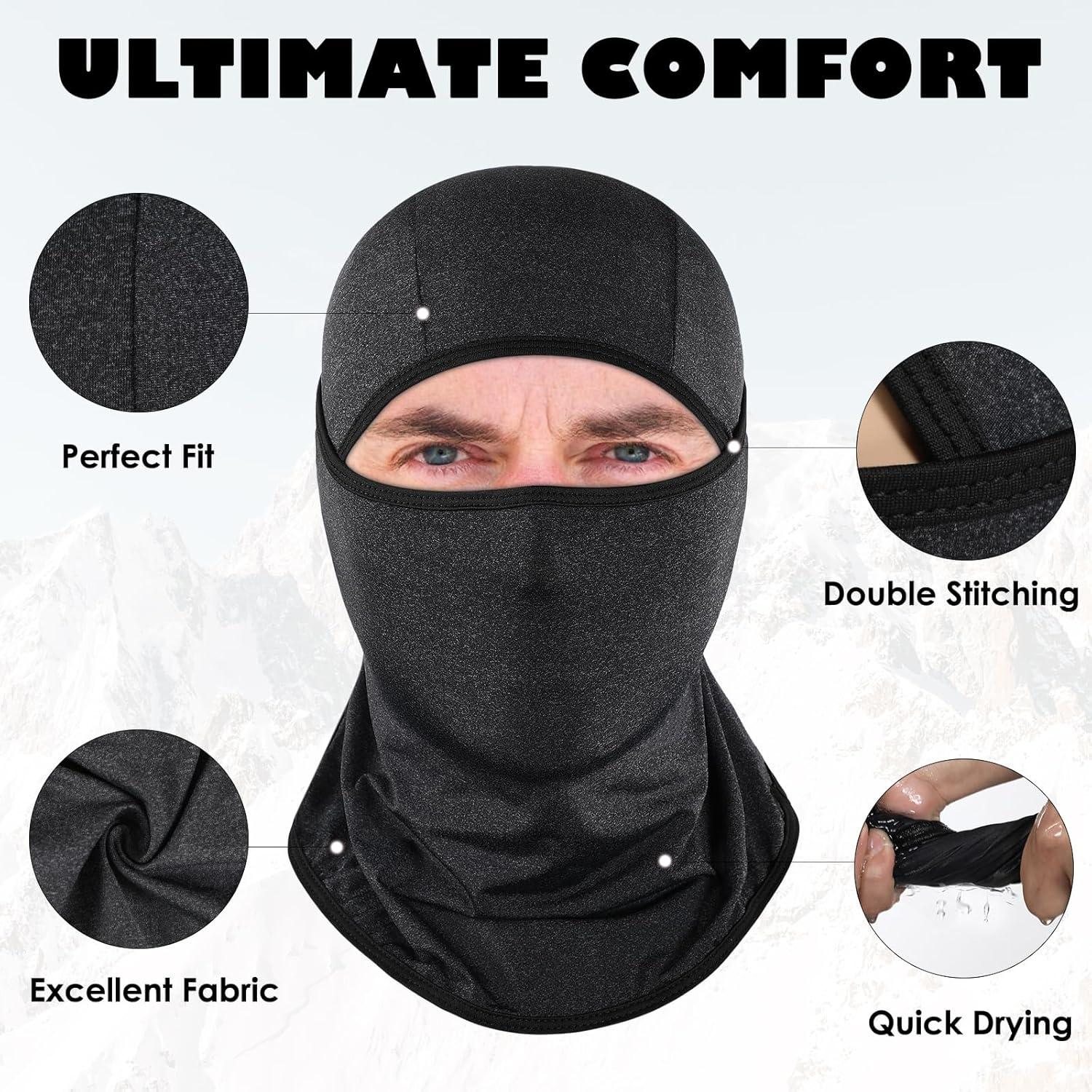 imageAchiou Balaclava Face Mask Ski Mask for Men Women Football Lightweight Sheisty Ninja Shiesty Sun Hood UV Protector CyclingHemp Black