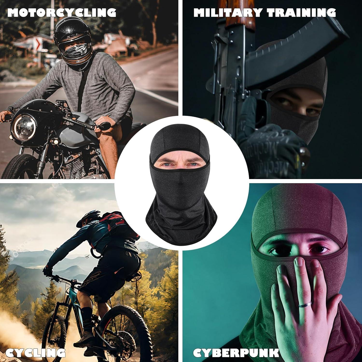 imageAchiou Balaclava Face Mask Ski Mask for Men Women Football Lightweight Sheisty Ninja Shiesty Sun Hood UV Protector CyclingHemp Black