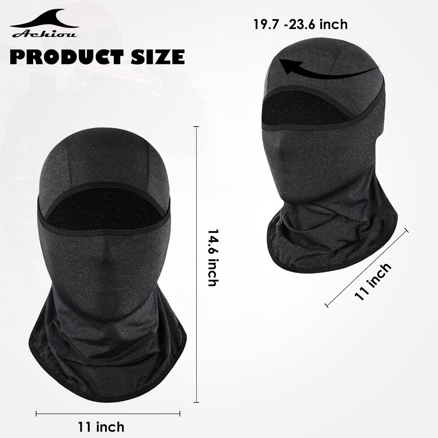 imageAchiou Balaclava Face Mask Ski Mask for Men Women Football Lightweight Sheisty Ninja Shiesty Sun Hood UV Protector CyclingHemp Black