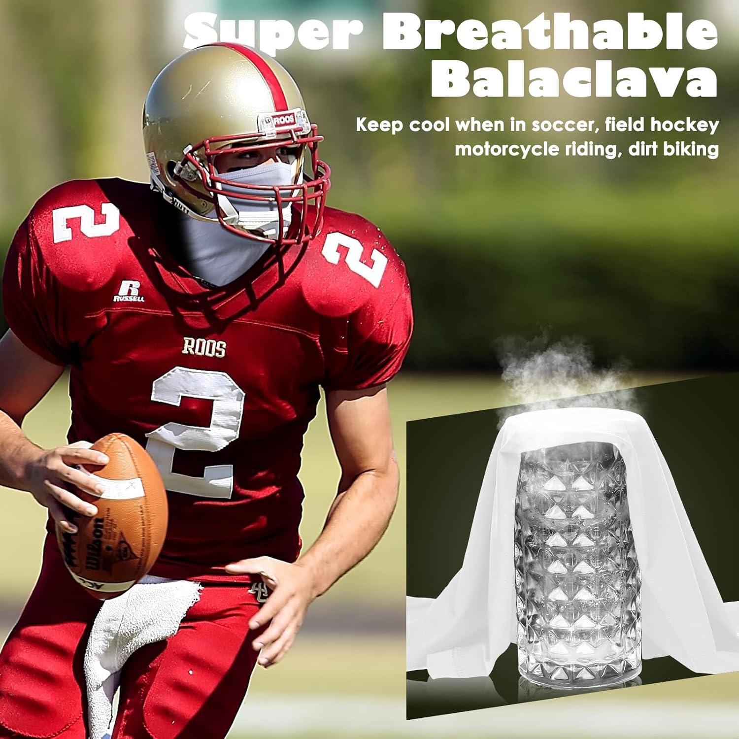 imageAchiou Balaclava Face Mask Ski Mask for Men Women Football Lightweight Sheisty Ninja Shiesty Sun Hood UV Protector CyclingWhite