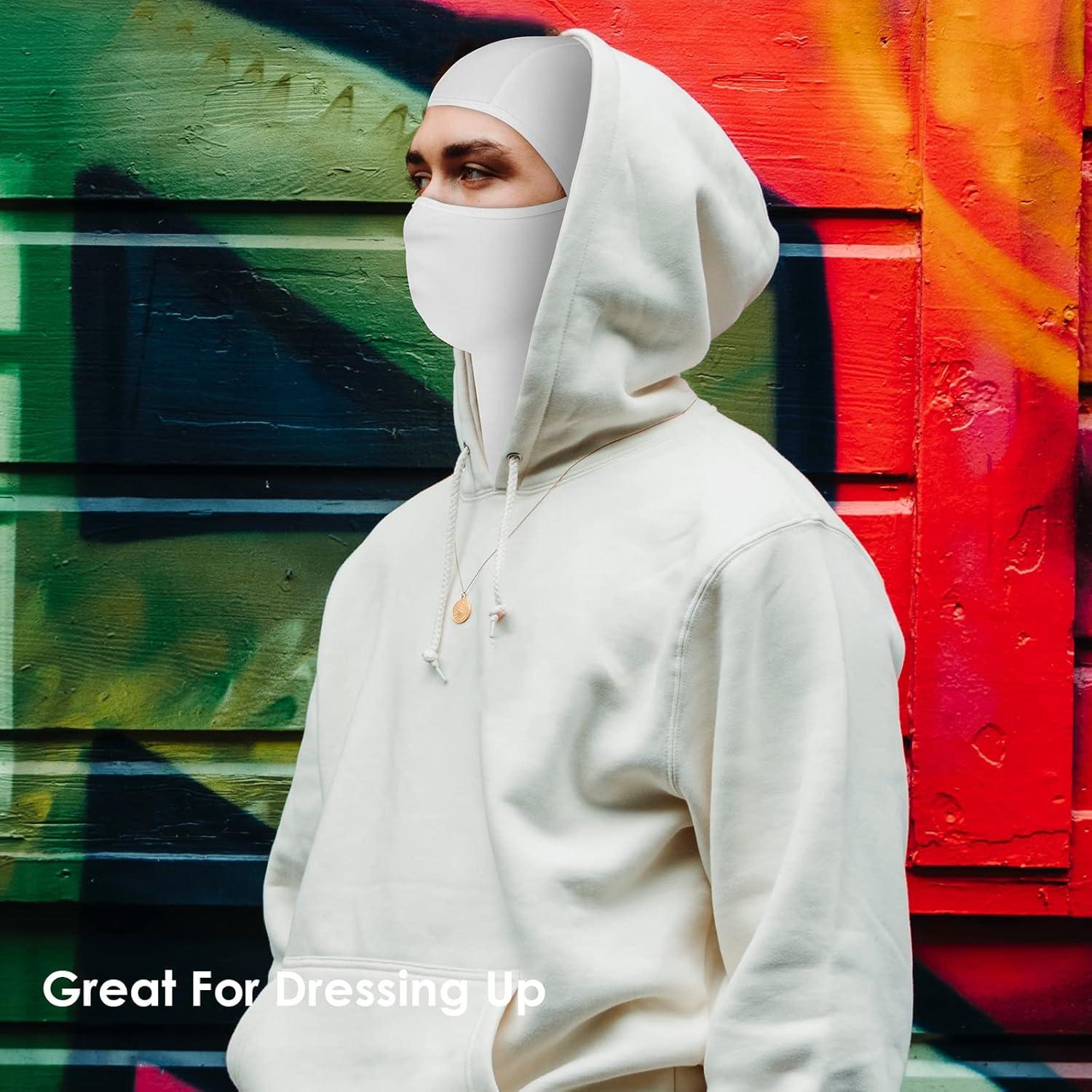 imageAchiou Balaclava Face Mask Ski Mask for Men Women Football Lightweight Sheisty Ninja Shiesty Sun Hood UV Protector CyclingWhite