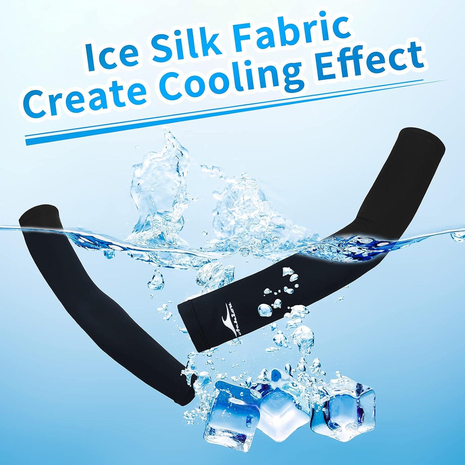 imageAchiou Cooling Ice Silk Arm Sleeves Summer UV Sun Protection Compression Sleeves UPF 50 for Women Volleyball Youth Sports2 Pairs 1 Pair Black 1 Pair White