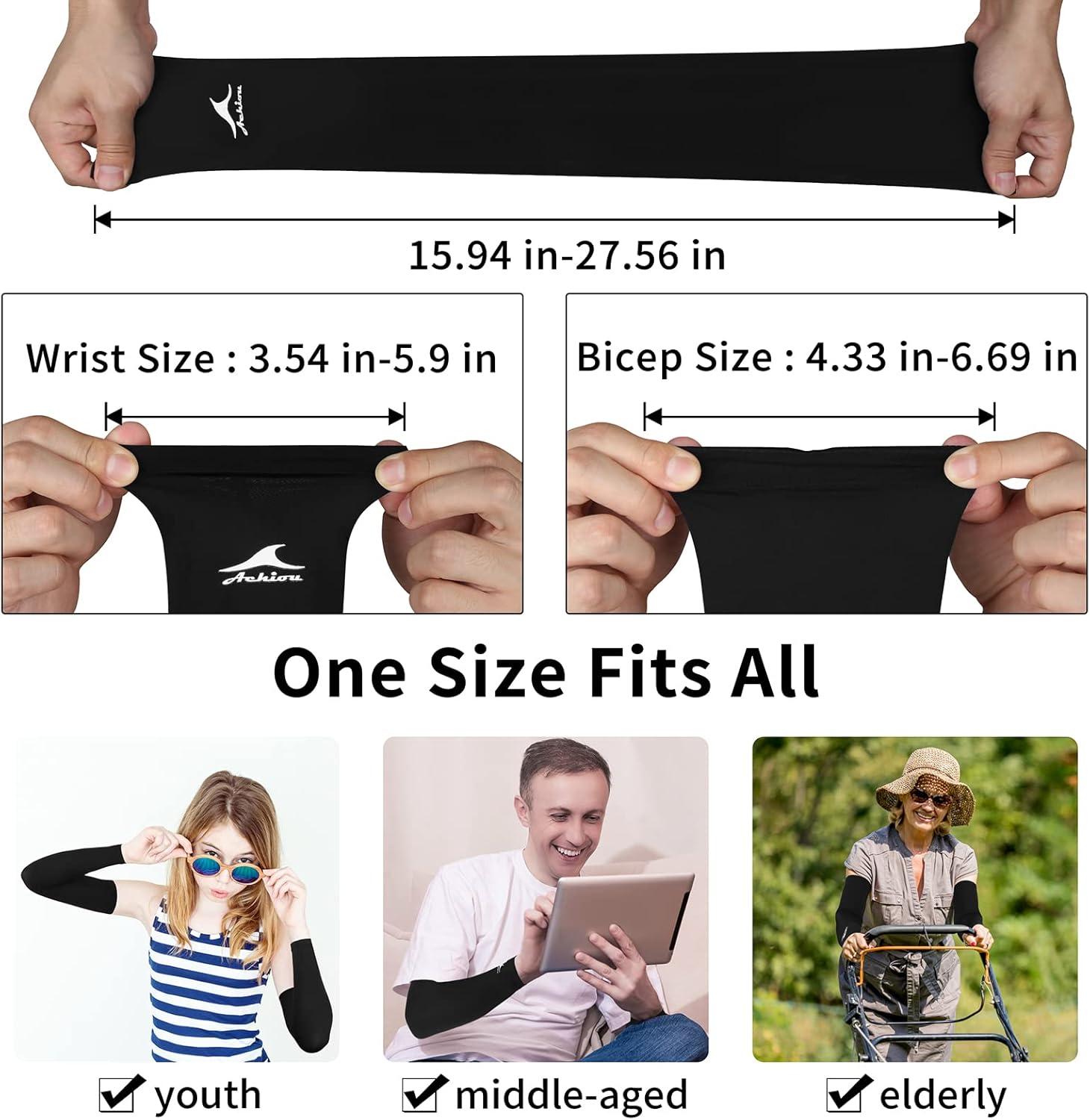 imageAchiou Cooling Ice Silk Arm Sleeves Summer UV Sun Protection Compression Sleeves UPF 50 for Women Volleyball Youth Sports2 Pairs 1 Pair Black 1 Pair White