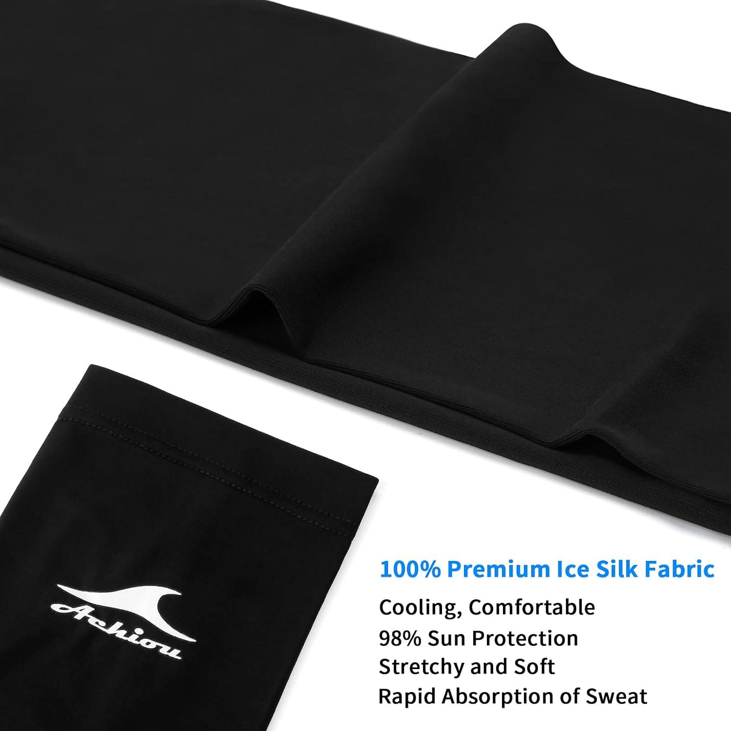 imageAchiou Cooling Ice Silk Arm Sleeves Summer UV Sun Protection Compression Sleeves UPF 50 for Women Volleyball Youth Sports2 Pairs 1 Pair Black 1 Pair White