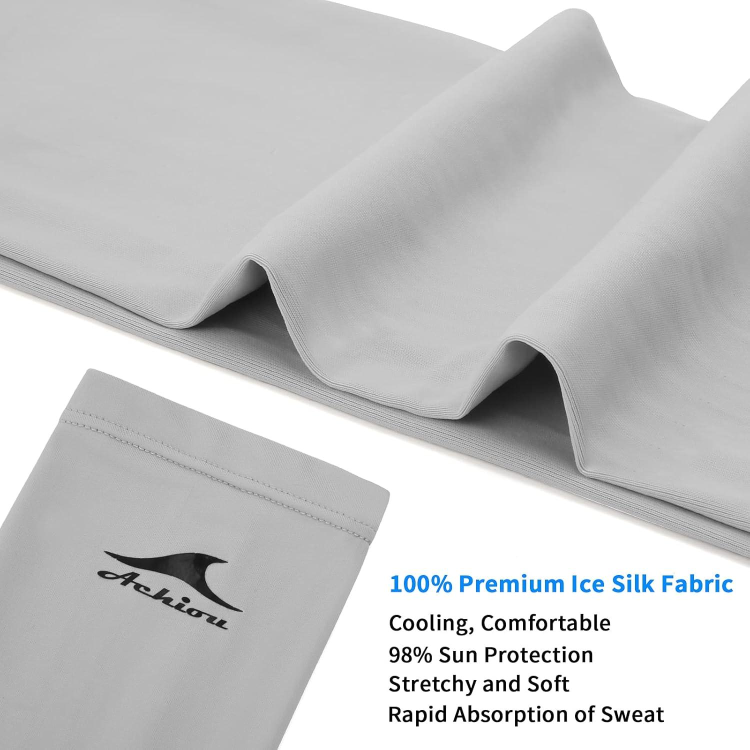 imageAchiou Cooling Ice Silk Arm Sleeves Summer UV Sun Protection Compression Sleeves UPF 50 for Women Volleyball Youth Sports2 Pairs 1pair Black 1 Pair Gray