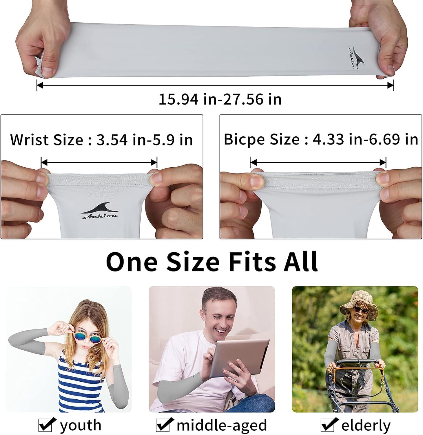 imageAchiou Cooling Ice Silk Arm Sleeves Summer UV Sun Protection Compression Sleeves UPF 50 for Women Volleyball Youth Sports2 Pairs 1pair Black 1 Pair Gray