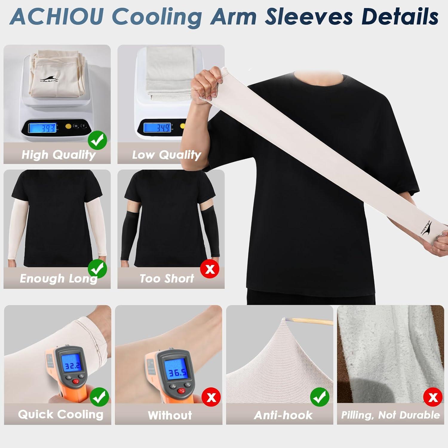 imageAchiou Cooling Ice Silk Arm Sleeves Summer UV Sun Protection Compression Sleeves UPF 50 for Women Volleyball Youth Sports2 Pairs 1pair Black 1 Pair Light Beige