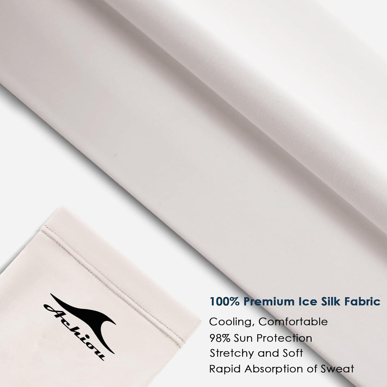 imageAchiou Cooling Ice Silk Arm Sleeves Summer UV Sun Protection Compression Sleeves UPF 50 for Women Volleyball Youth Sports2 Pairs 1pair Black 1 Pair Light Beige