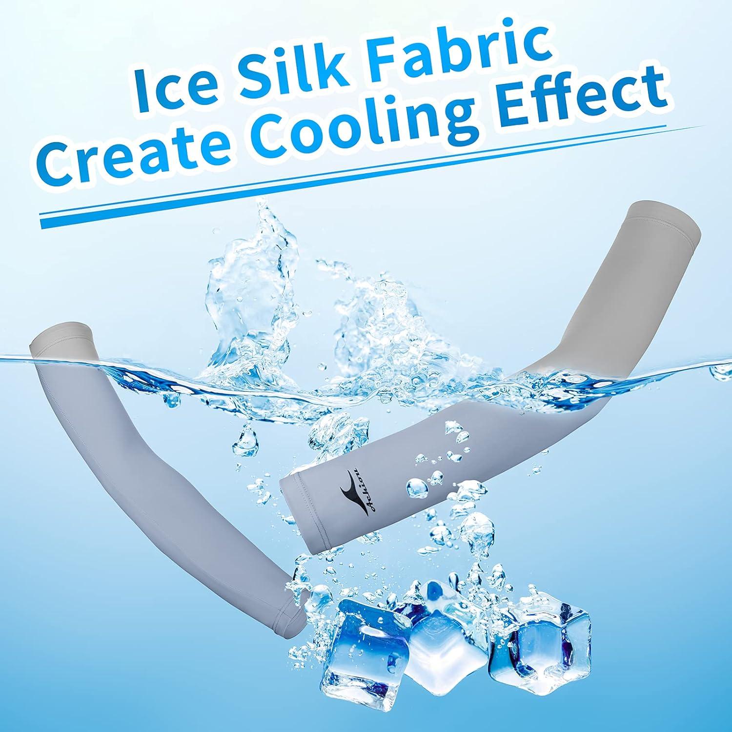 imageAchiou Cooling Ice Silk Arm Sleeves Summer UV Sun Protection Compression Sleeves UPF 50 for Women Volleyball Youth Sports4 Pairs 2 Pairs Black 2 Pairs Gray