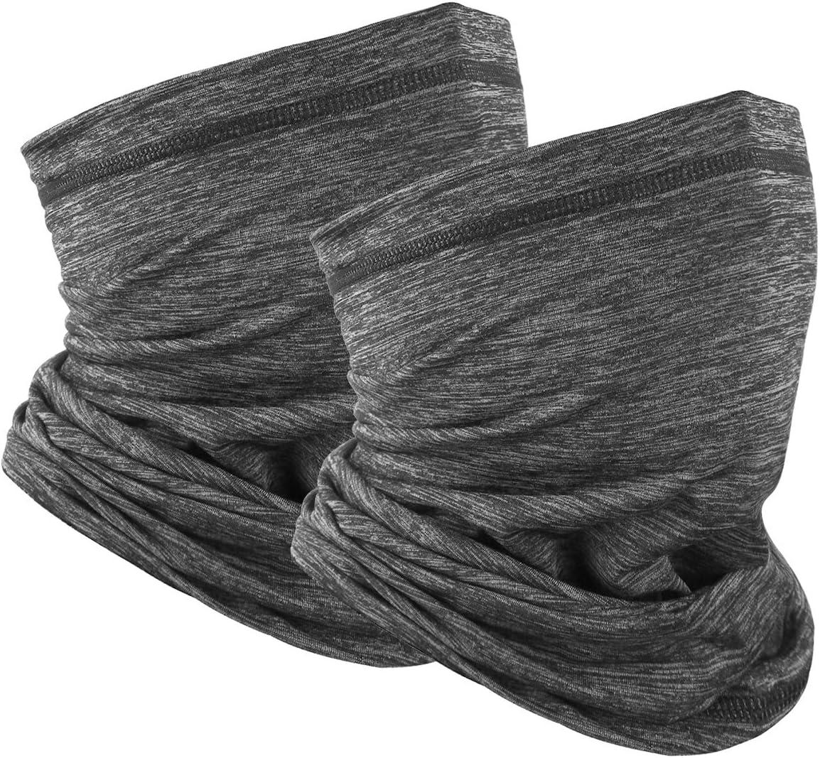 imageAchiou Neck Gaiter Face Cover Scarf UV Protection Mask for Men and WomenSoft Windproof Hiking Cycling RunningDark Grey Mix