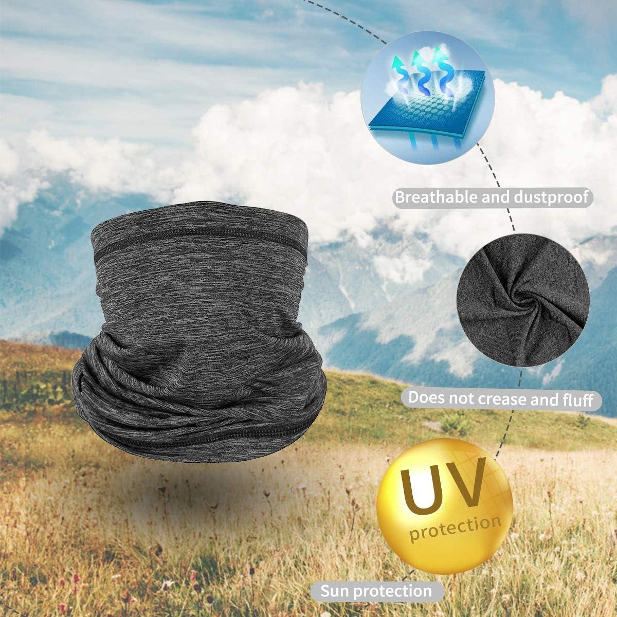 imageAchiou Neck Gaiter Face Cover Scarf UV Protection Mask for Men and WomenSoft Windproof Hiking Cycling RunningDark Grey Mix