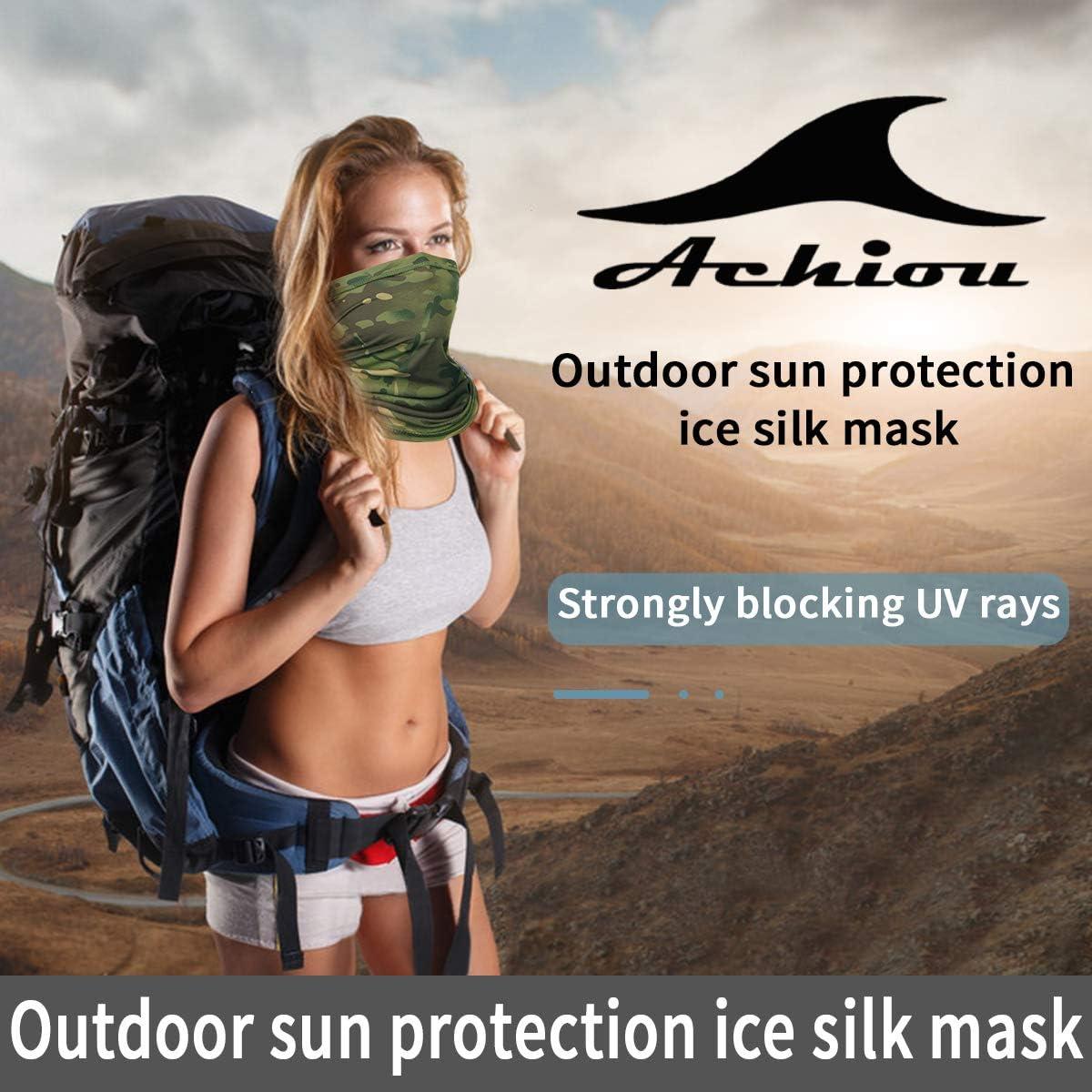 imageAchiou Neck Gaiter Face Cover Scarf UV Protection Mask for Men and WomenSoft Windproof Hiking Cycling RunningJungle Camouflage