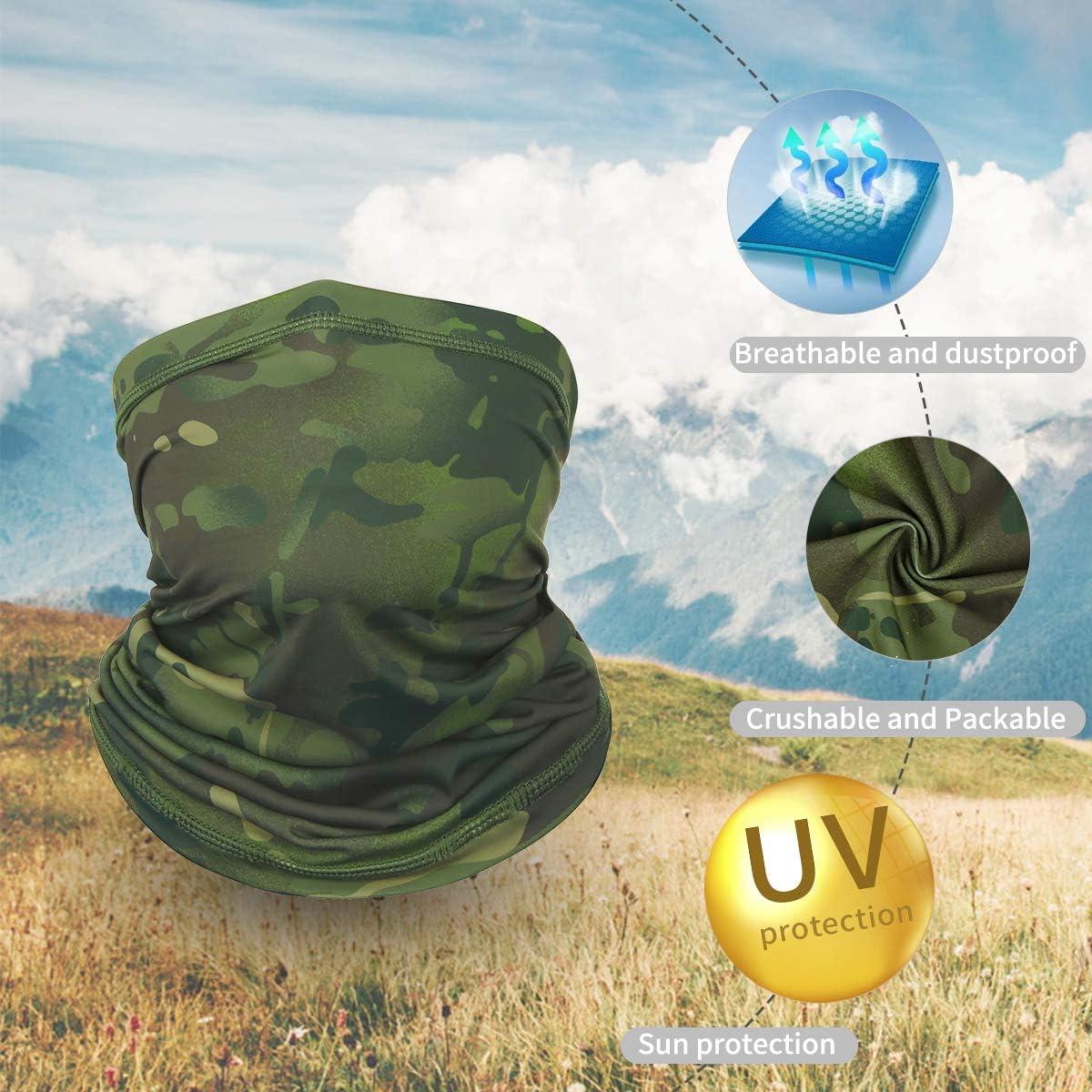 imageAchiou Neck Gaiter Face Cover Scarf UV Protection Mask for Men and WomenSoft Windproof Hiking Cycling RunningJungle Camouflage