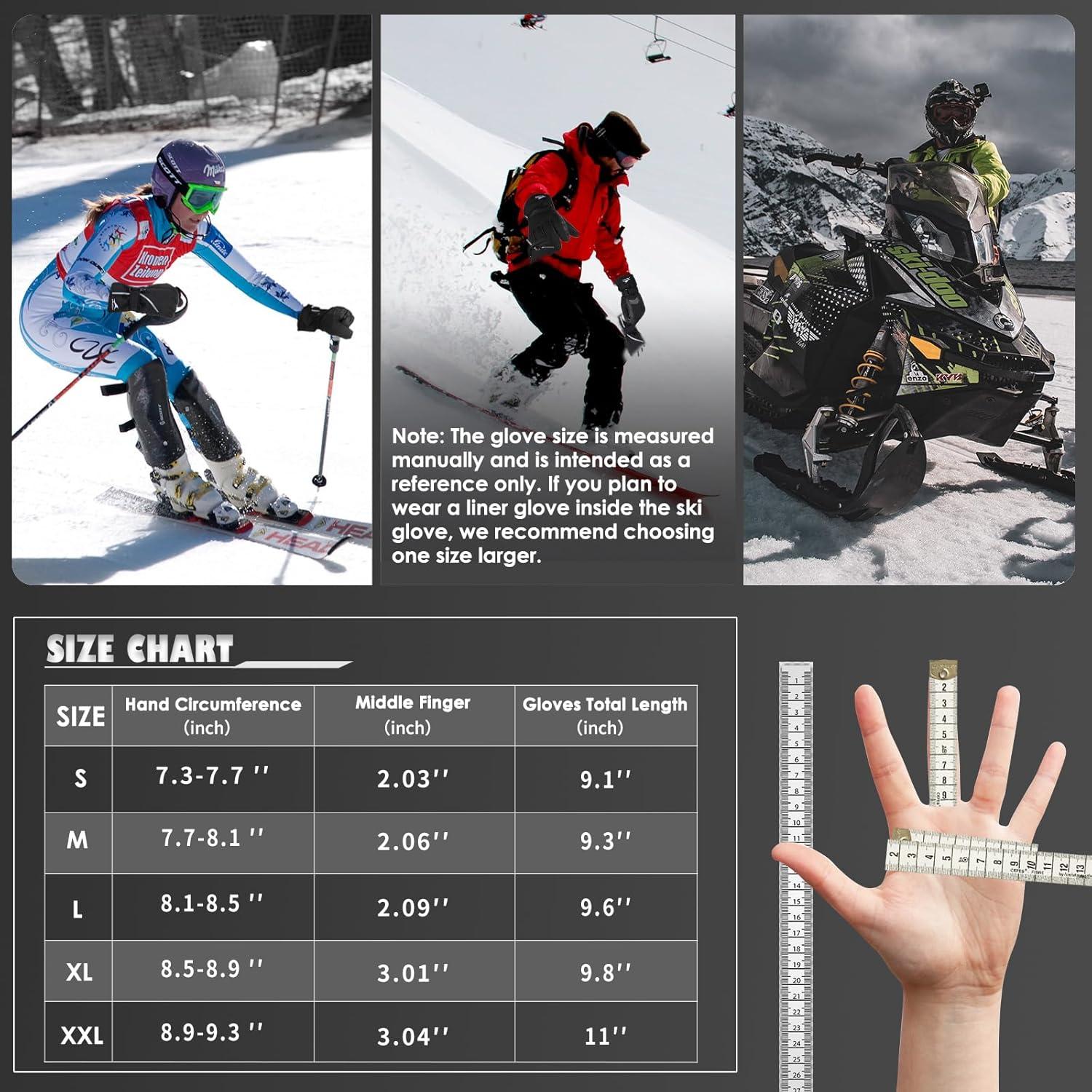 imageAchiou Ski Snow Gloves Waterproof Touchscreen Winter Warm for Men Women with Portable PocketSmall