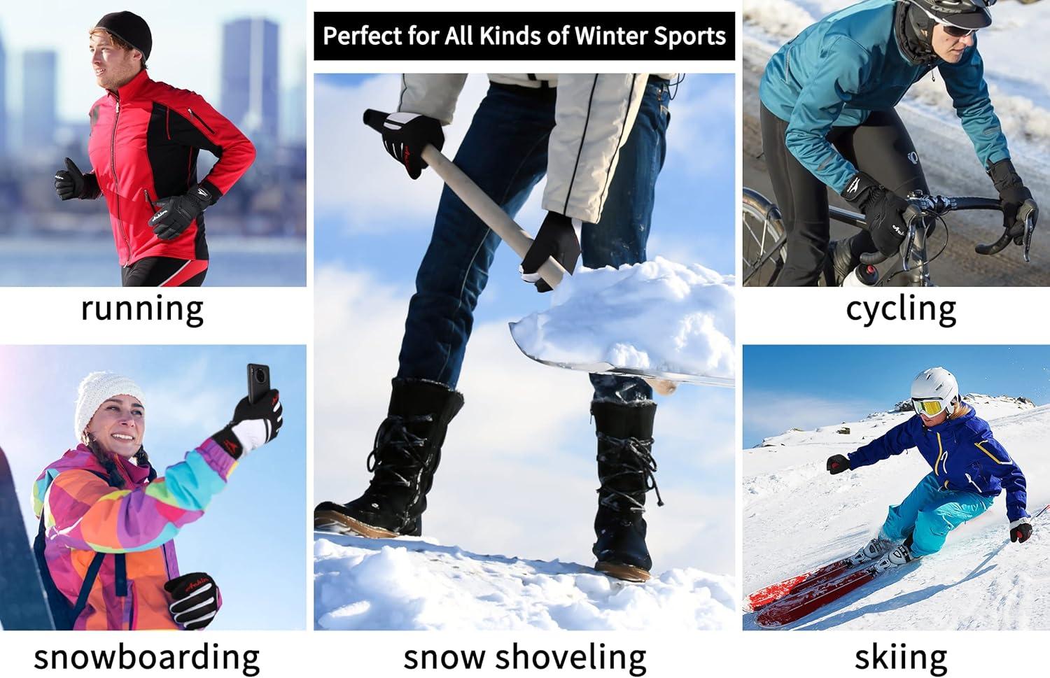 imageAchiou Ski Snow Gloves Winter Warm 3M Thinsulate Waterproof Touchscreen Men WomenNew Black