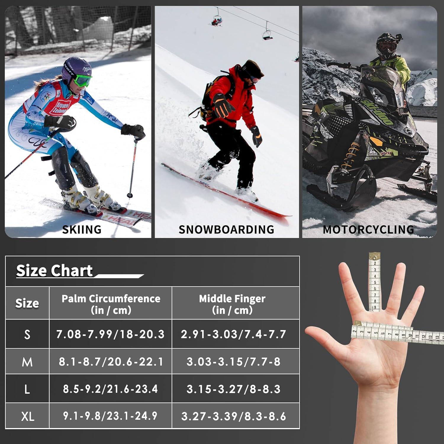 imageAchiou Ski Snow Gloves Winter Warm 3M Thinsulate Waterproof Touchscreen Men WomenOrange