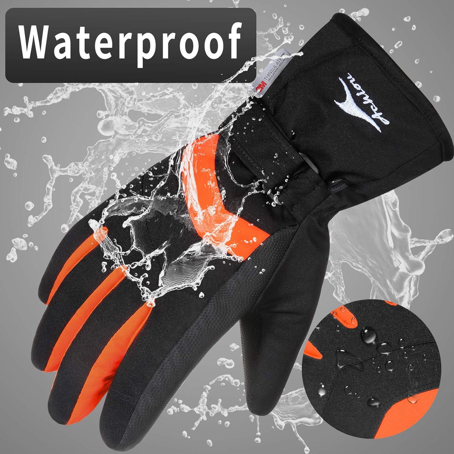 imageAchiou Ski Snow Gloves Winter Warm 3M Thinsulate Waterproof Touchscreen Men WomenOrange