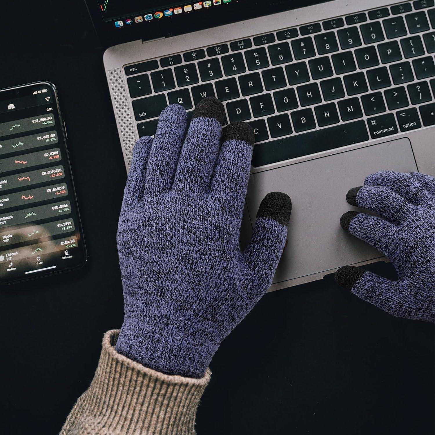 imageAchiou Winter Gloves Glove for Men Women Upgraded Touch Screen Texting Warm Running with Thermal Soft Knit LiningCromepurple