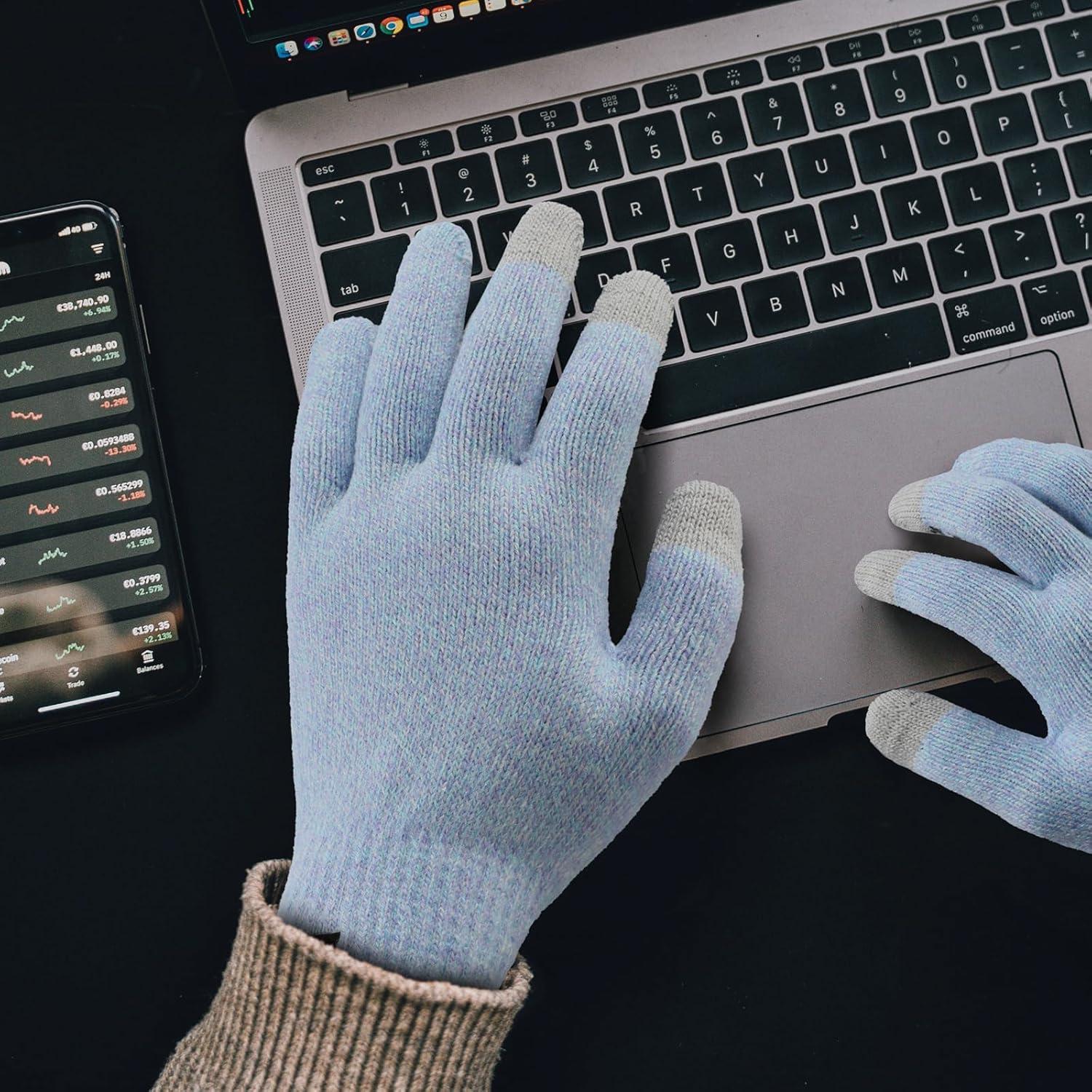 imageAchiou Winter Gloves Glove for Men Women Upgraded Touch Screen Texting Warm Running with Thermal Soft Knit LiningCrystalblue