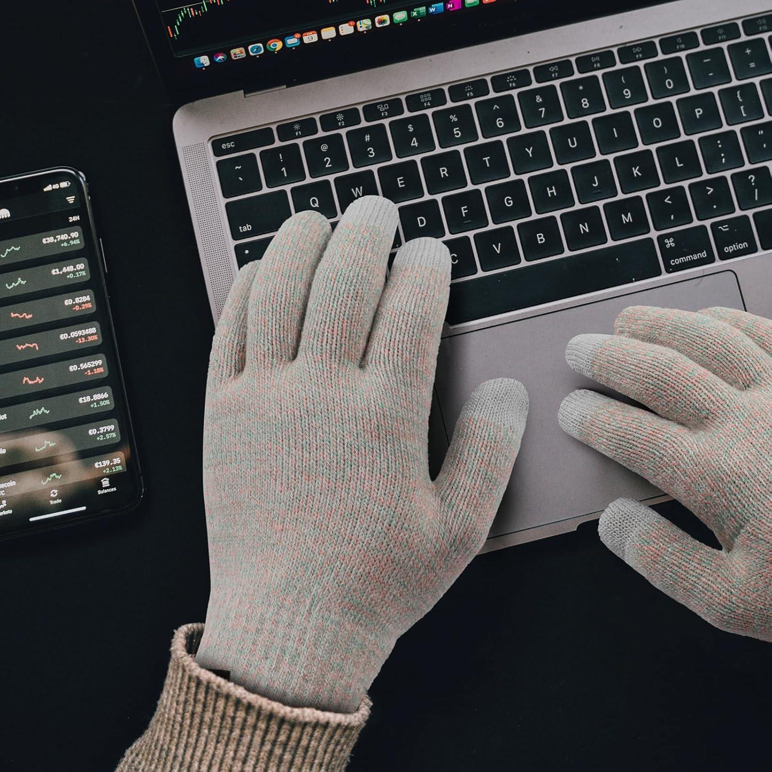 imageAchiou Winter Gloves Glove for Men Women Upgraded Touch Screen Texting Warm Running with Thermal Soft Knit LiningPlumpink