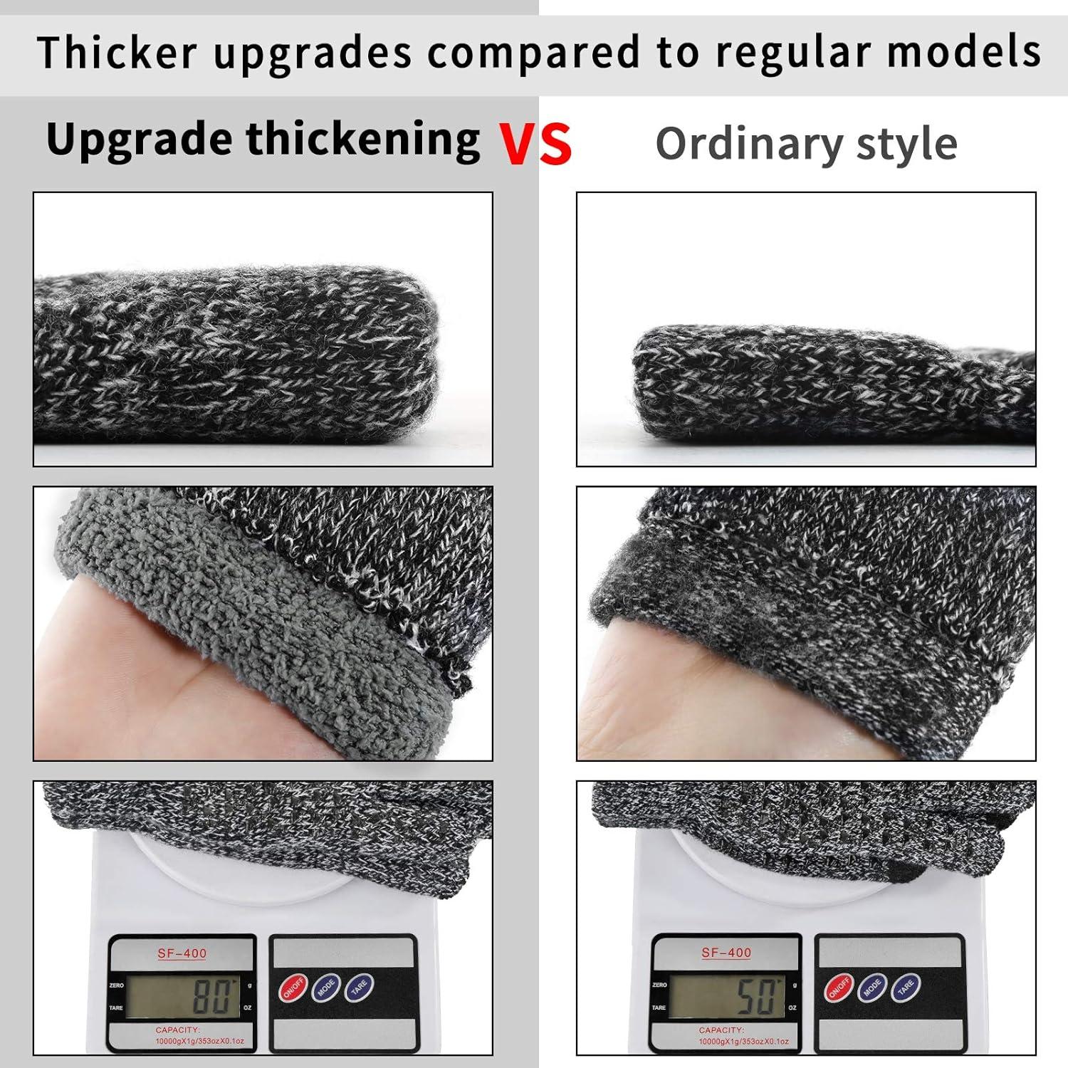 imageAchiou Winter Gloves for Men Women Touch Screen Gloves Upgraded Thicken AntiSlip Silicone Gel Thermal Soft Knit LiningBlack White Thick