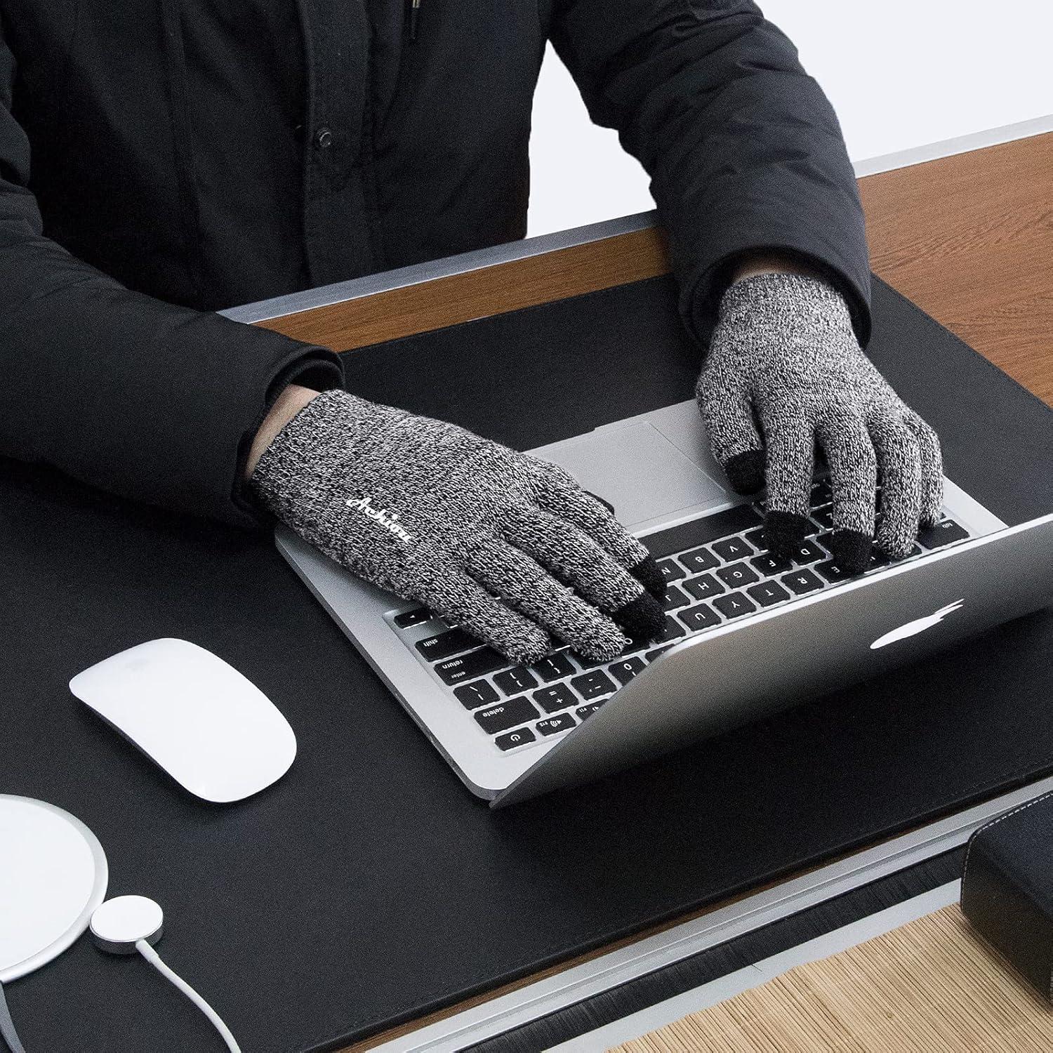 imageAchiou Winter Gloves for Men Women Touch Screen Gloves Upgraded Thicken AntiSlip Silicone Gel Thermal Soft Knit LiningBlack White Thick