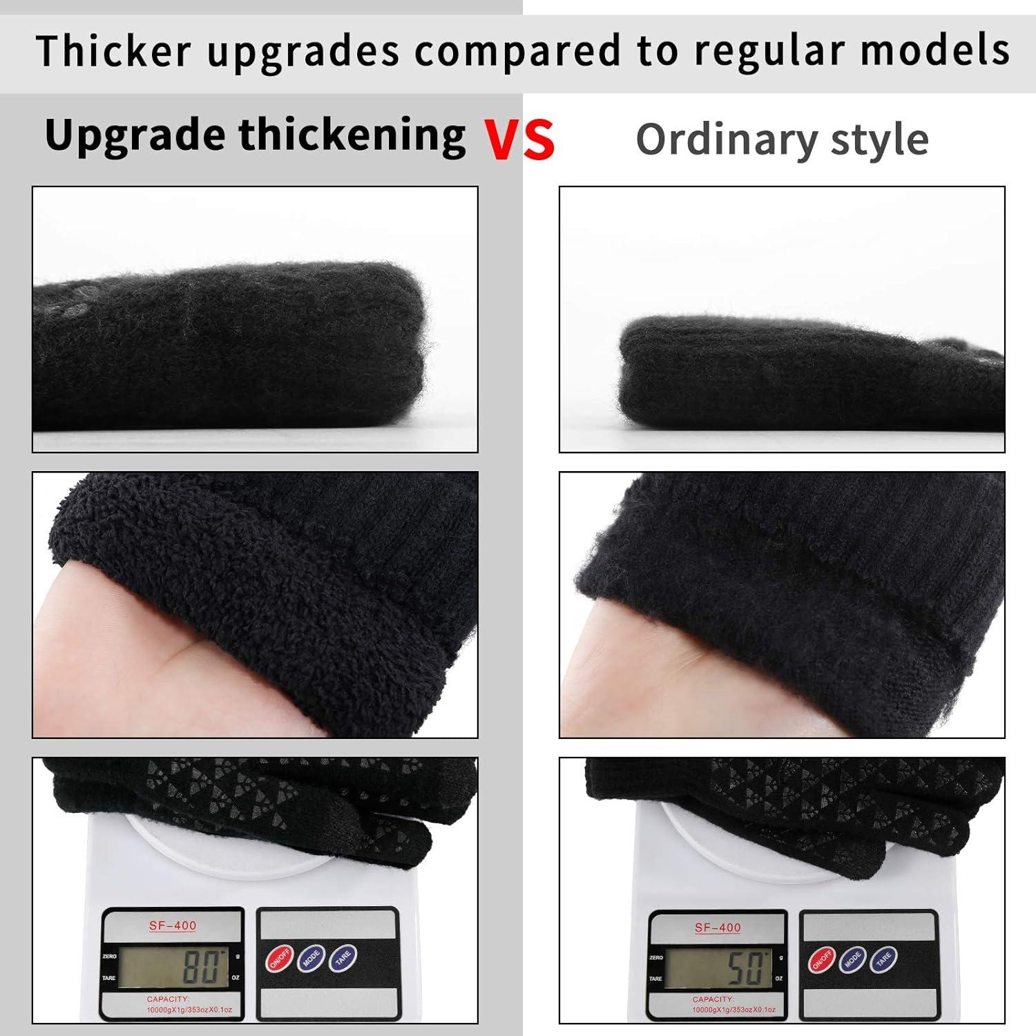 imageAchiou Winter Gloves for Men Women Touch Screen Gloves Upgraded Thicken AntiSlip Silicone Gel Thermal Soft Knit LiningBlack Thick