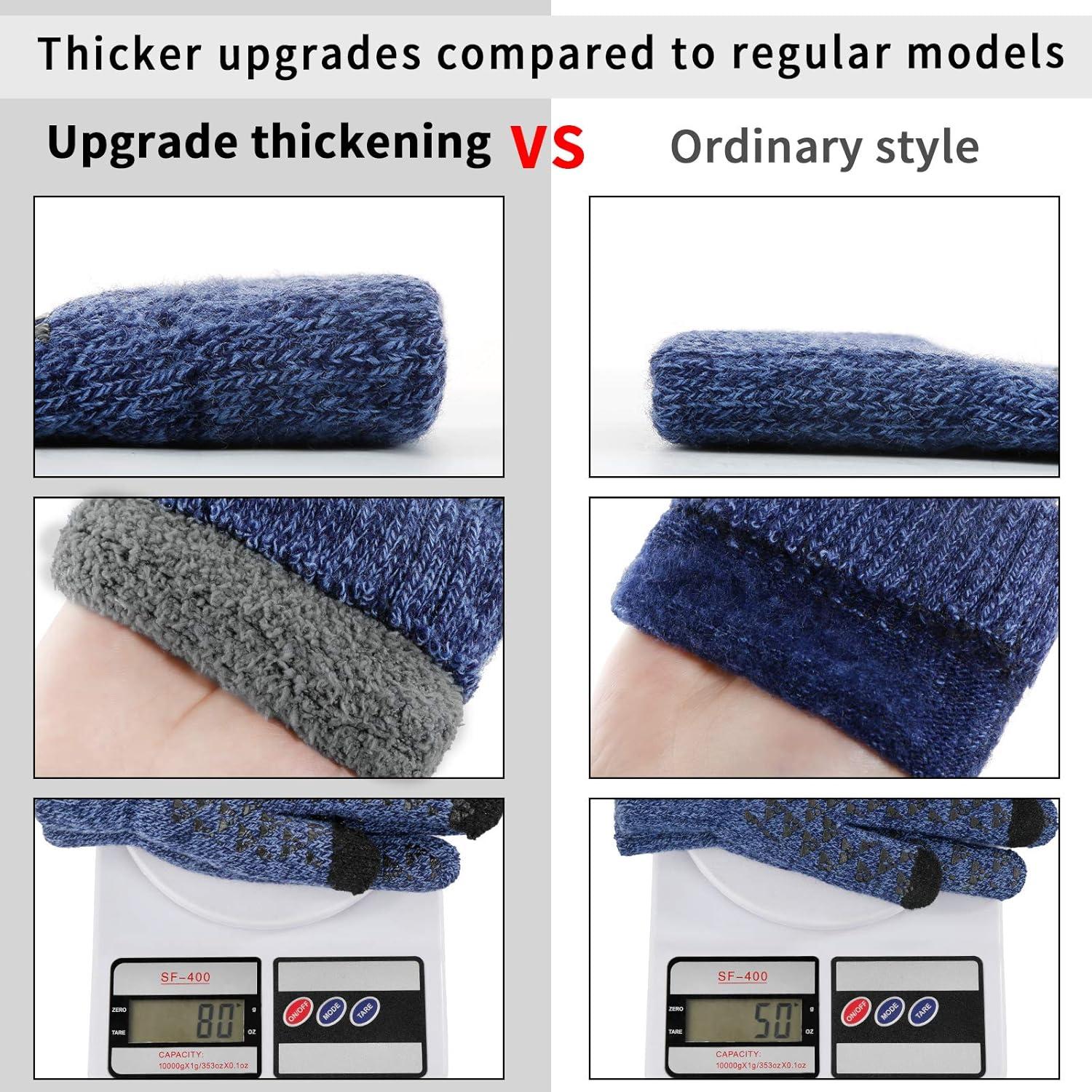 imageAchiou Winter Gloves for Men Women Touch Screen Gloves Upgraded Thicken AntiSlip Silicone Gel Thermal Soft Knit LiningBlue Thick