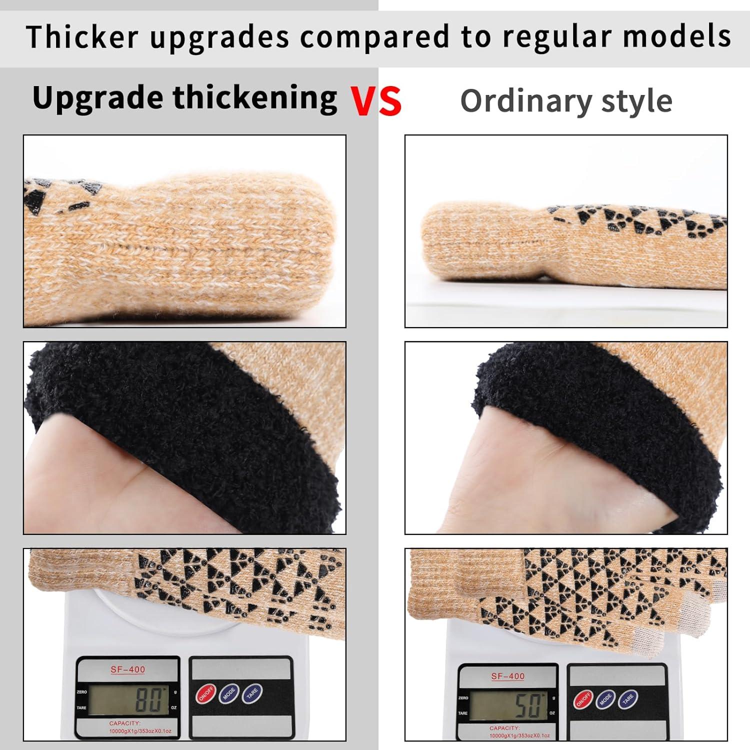 imageAchiou Winter Gloves for Men Women Touch Screen Gloves Upgraded Thicken AntiSlip Silicone Gel Thermal Soft Knit LiningWhite Khaki