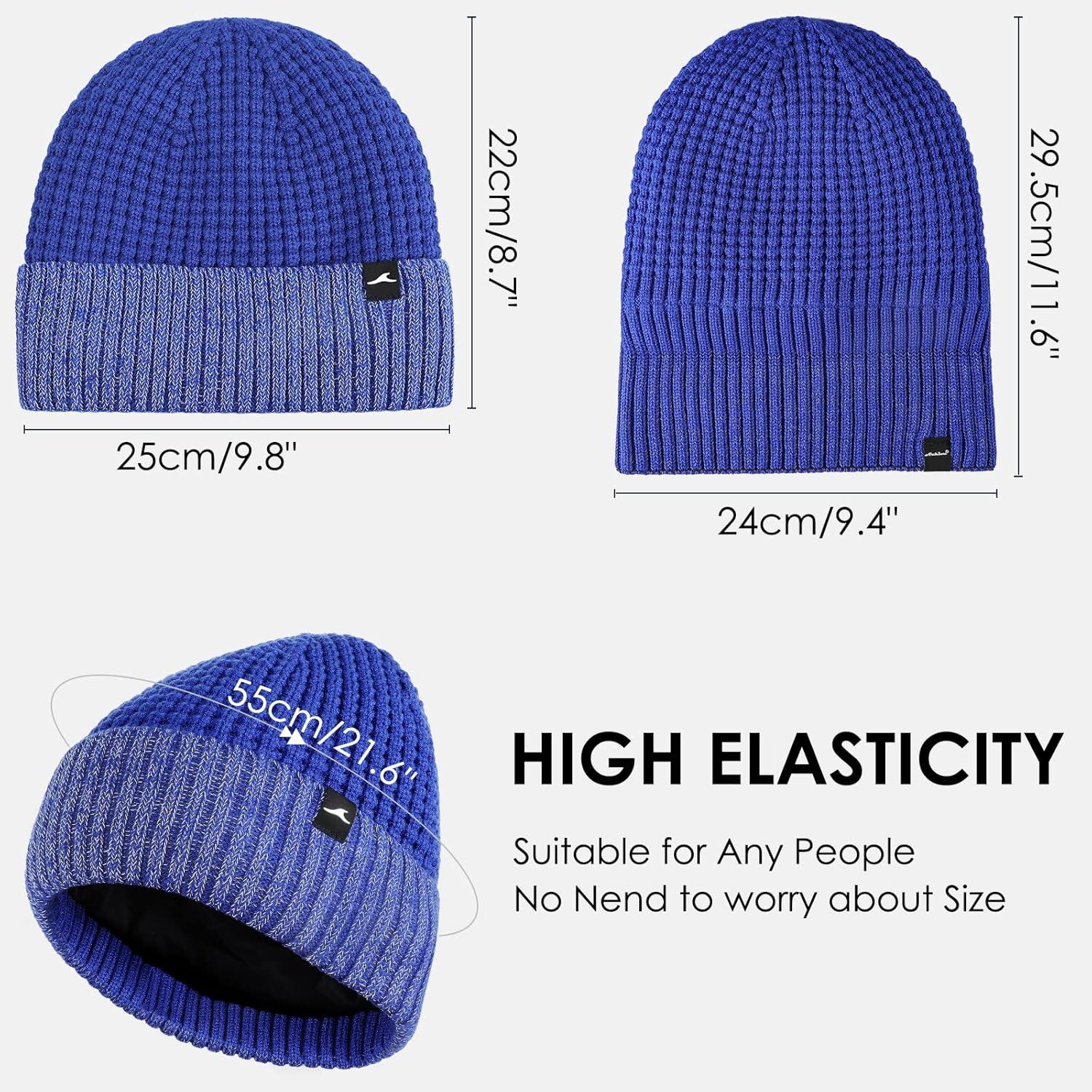 imageAchiou Winter Reflective Beanie Hat for Men Women Warm Cuffed Winter Knit Hat Cap for Running Outdoor Sports High VisibilityBlue
