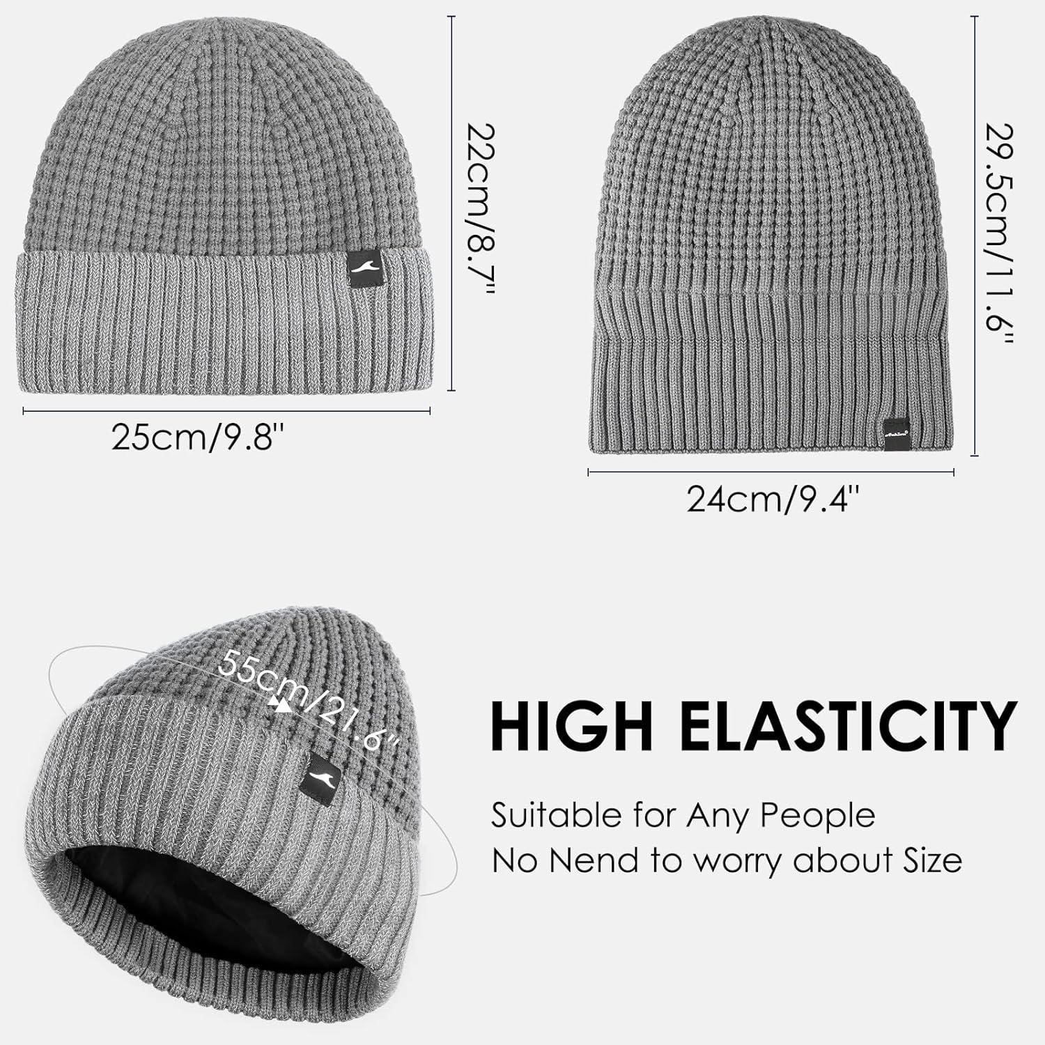 imageAchiou Winter Reflective Beanie Hat for Men Women Warm Cuffed Winter Knit Hat Cap for Running Outdoor Sports High VisibilityGrey