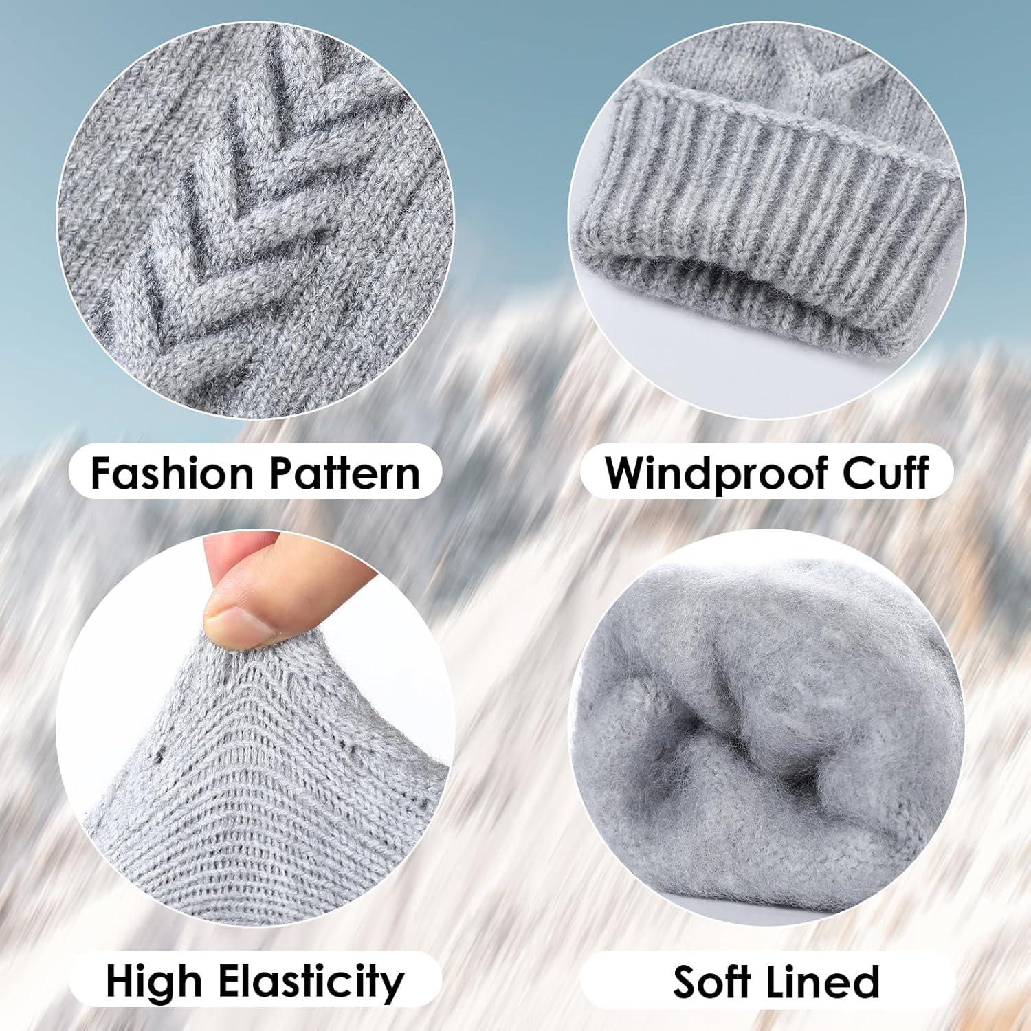 imageAchiou Women Winter Gloves Touch Screen Texting Gloves Elastic Soft Warm Knit Lined One SizeLight Gray