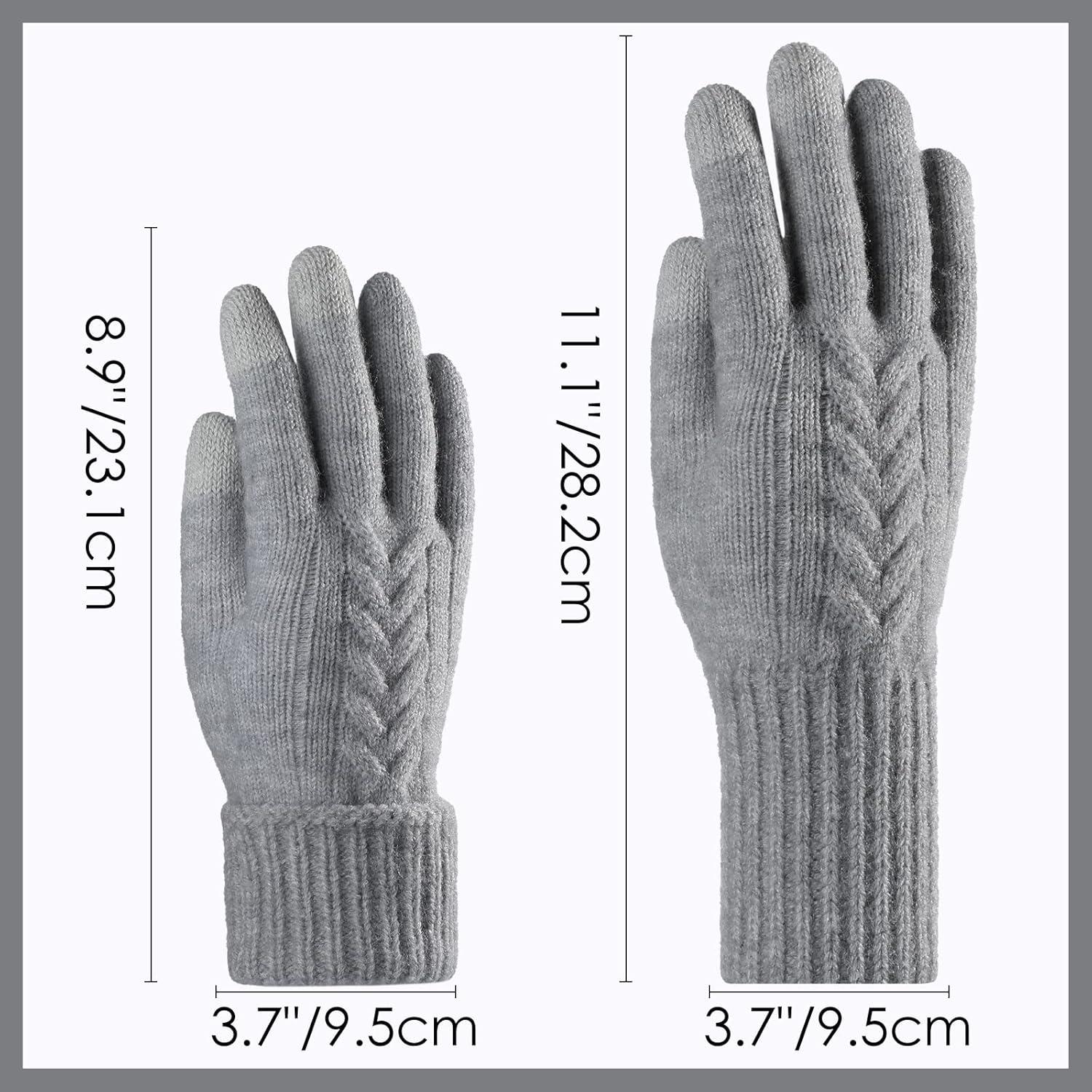 imageAchiou Women Winter Gloves Touch Screen Texting Gloves Elastic Soft Warm Knit Lined One SizeLight Gray
