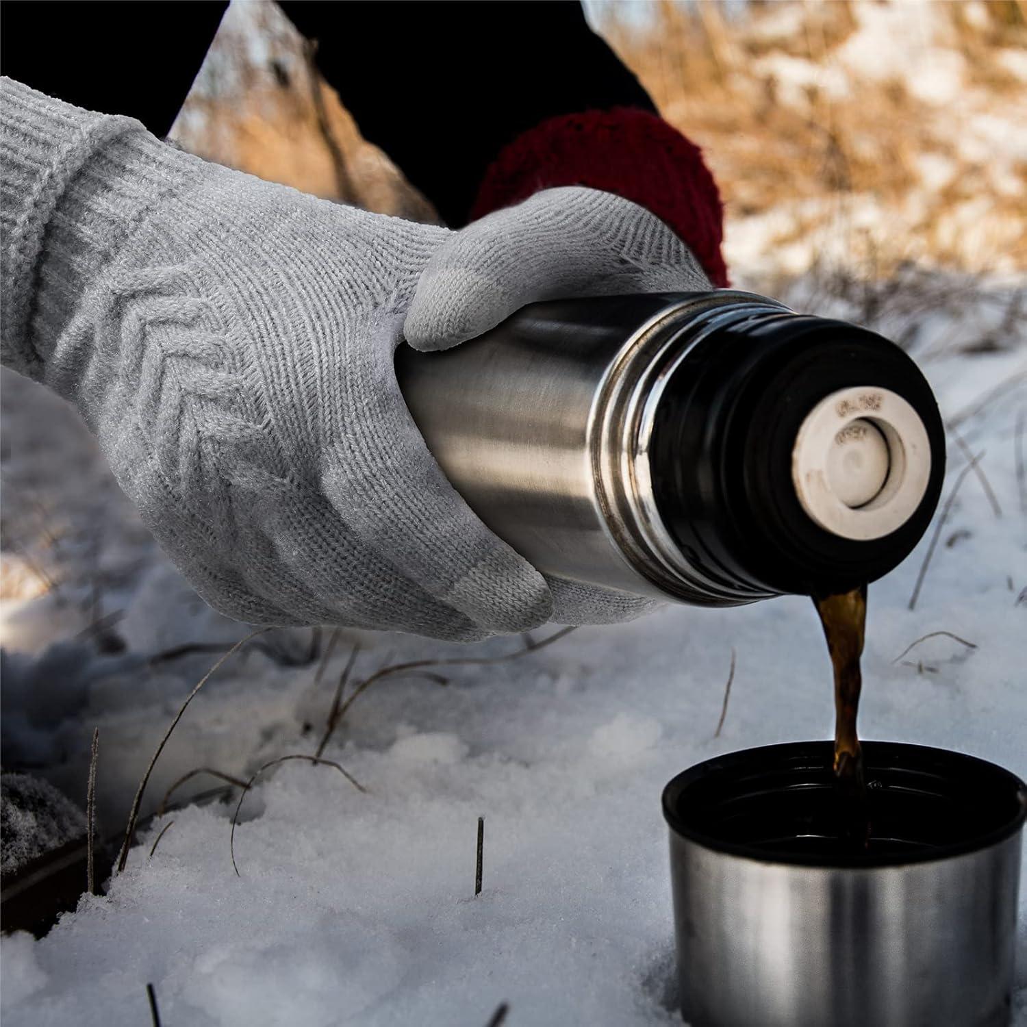 imageAchiou Women Winter Gloves Touch Screen Texting Gloves Elastic Soft Warm Knit Lined One SizeLight Gray