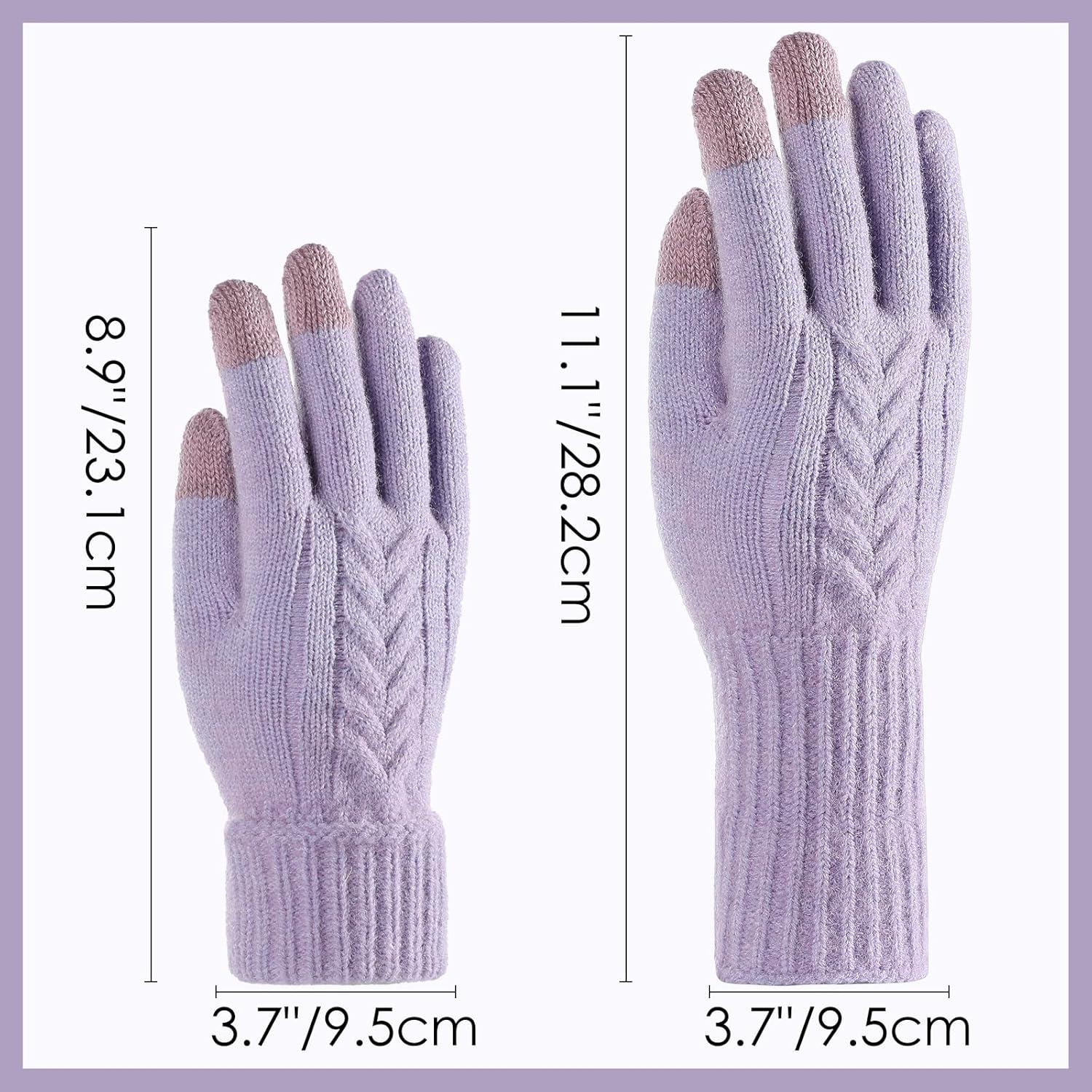 imageAchiou Women Winter Gloves Touch Screen Texting Gloves Elastic Soft Warm Knit Lined One SizePurple