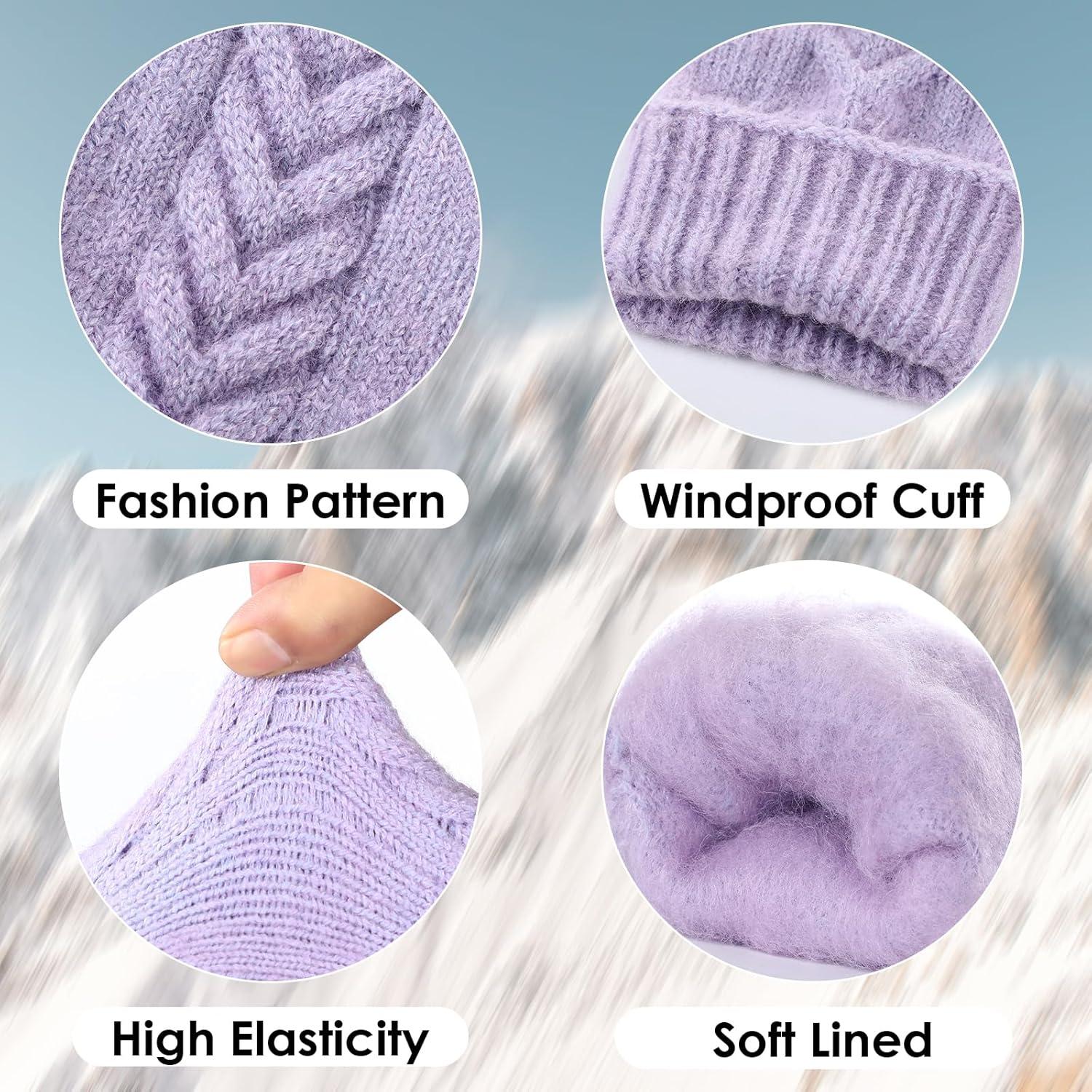 imageAchiou Women Winter Gloves Touch Screen Texting Gloves Elastic Soft Warm Knit Lined One SizePurple