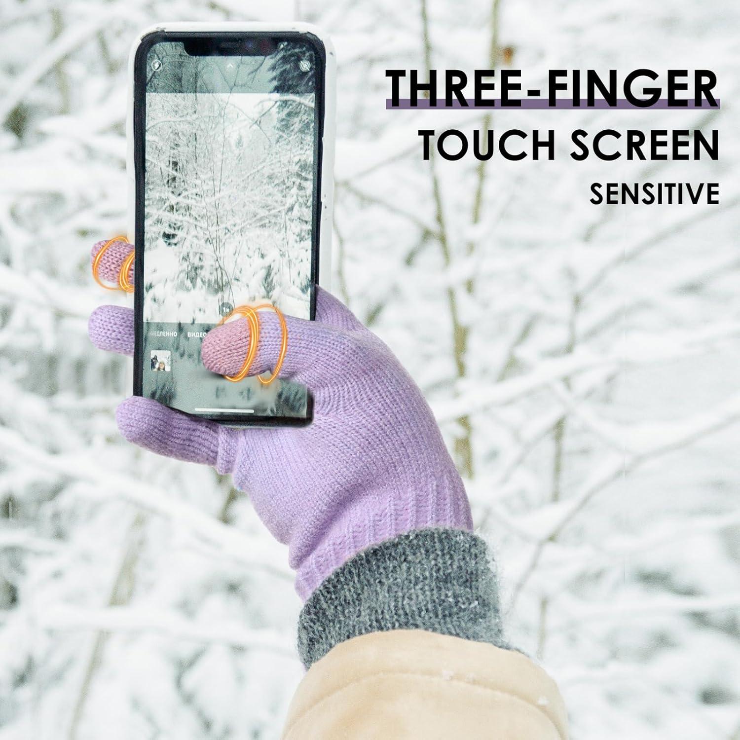 imageAchiou Women Winter Gloves Touch Screen Texting Gloves Elastic Soft Warm Knit Lined One SizePurple