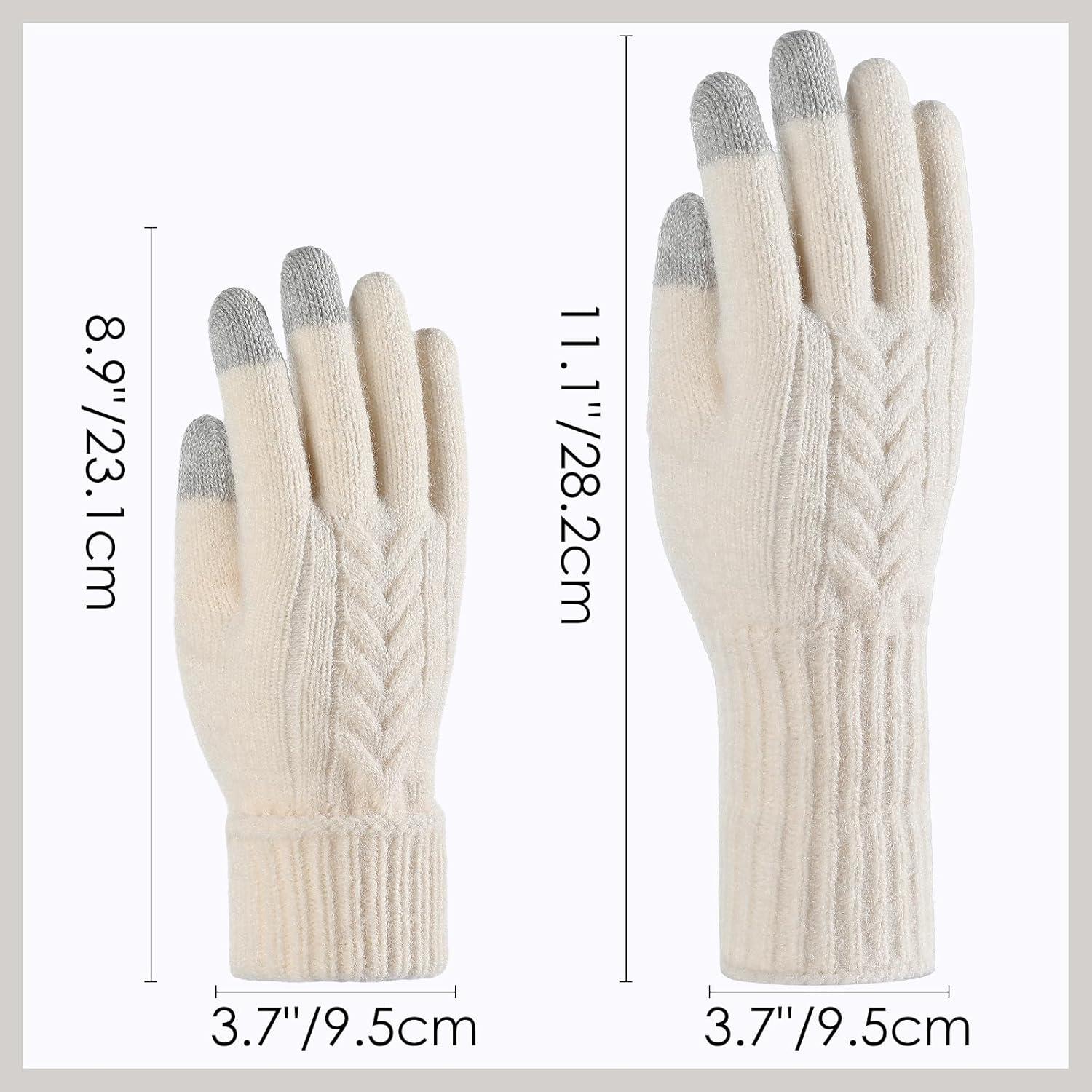 imageAchiou Women Winter Gloves Touch Screen Texting Gloves Elastic Soft Warm Knit Lined One SizeWhite