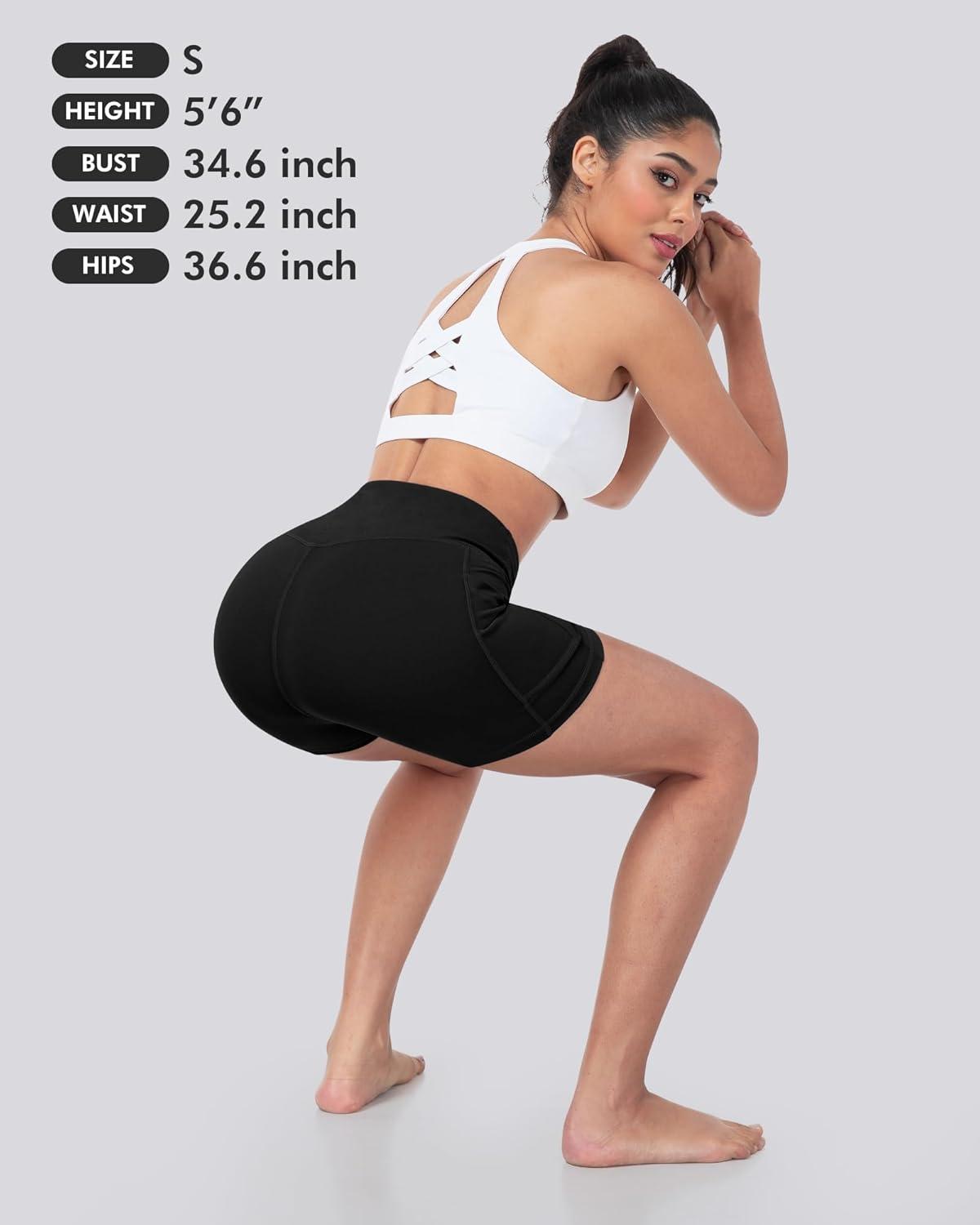 imageLZYVOO Biker Spandex Shorts Women High Waisted Tummy Control Workout Yoga Shorts with Pockets5packs BlackBlackBlackBlackBlack