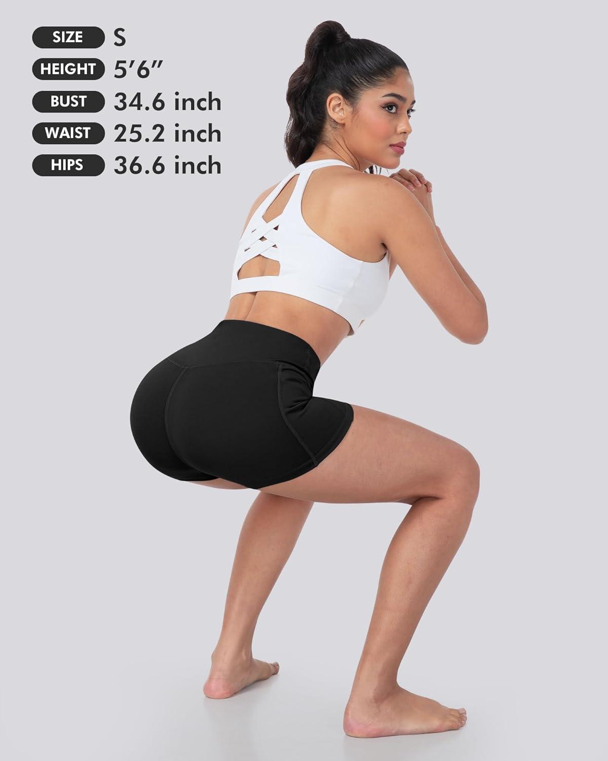 imageLZYVOO Biker Spandex Shorts Women High Waisted Tummy Control Workout Yoga Shorts with Pockets5packs BlackBlackBlackBlackBlack