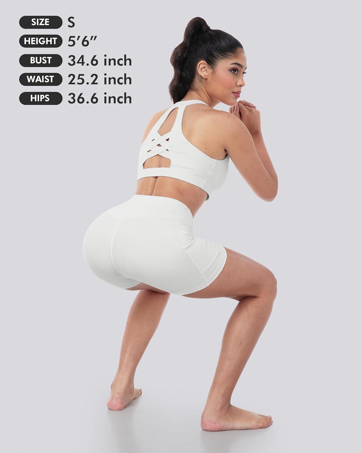 imageLZYVOO Biker Spandex Shorts Women High Waisted Tummy Control Workout Yoga Shorts with Pockets5packs BlackBlackBlackNudeWhite