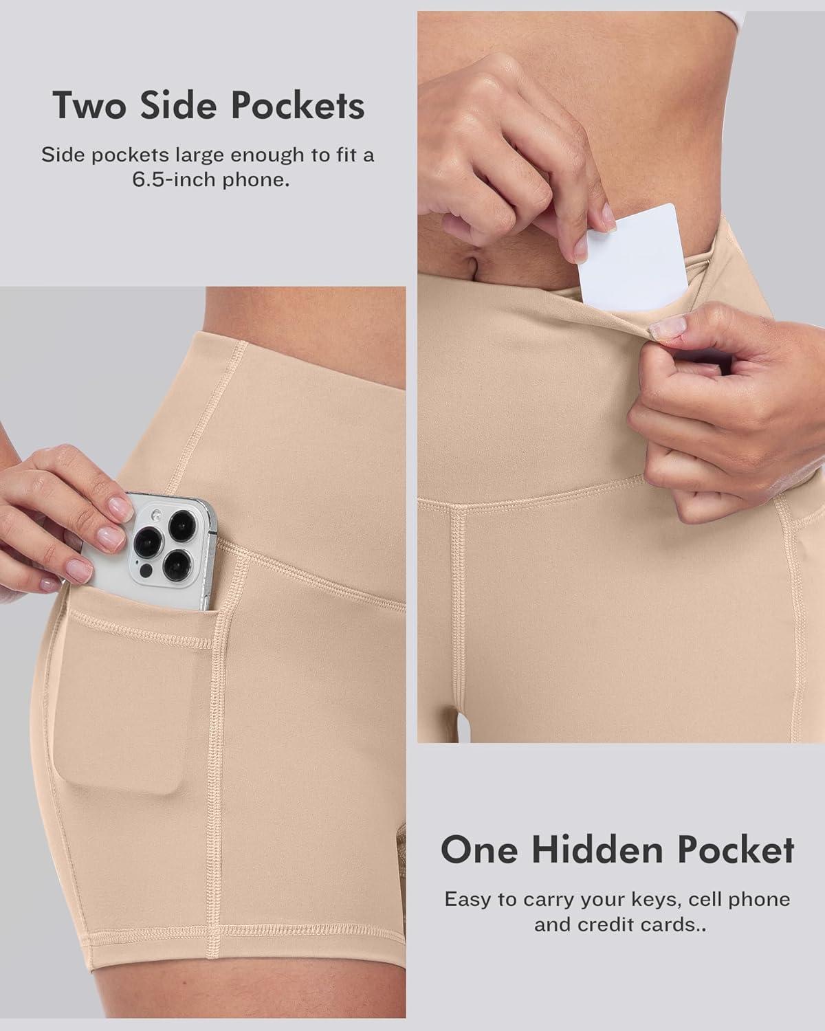 imageLZYVOO Biker Spandex Shorts Women High Waisted Tummy Control Workout Yoga Shorts with Pockets5packs BlackBlackBlackNudeWhite