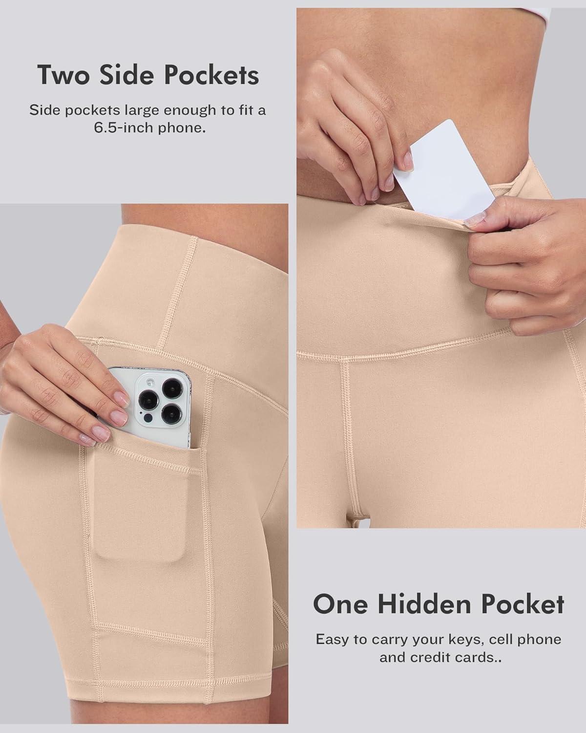 imageLZYVOO Biker Spandex Shorts Women High Waisted Tummy Control Workout Yoga Shorts with Pockets5packs BlackBlackBlackNudeWhite