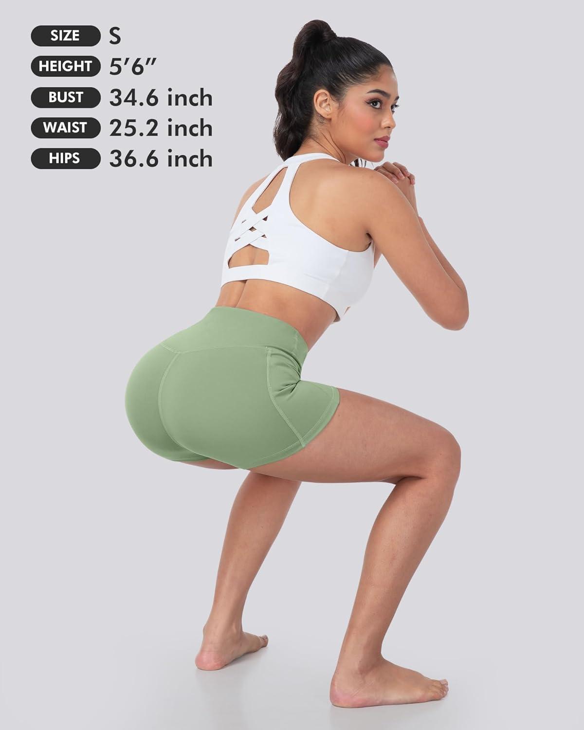 imageLZYVOO Biker Spandex Shorts Women High Waisted Tummy Control Workout Yoga Shorts with Pockets5packs BlackCrimson LakeKale GreenBlueWhite